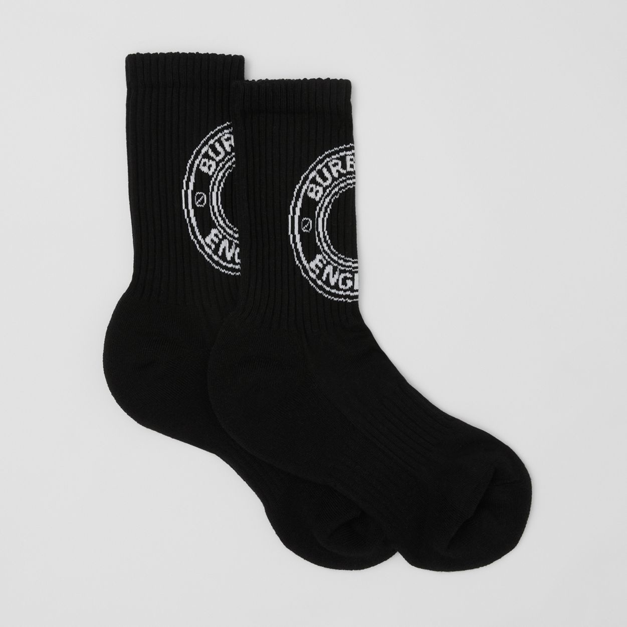 Logo Graphic Intarsia Technical Stretch Cotton Socks - 5