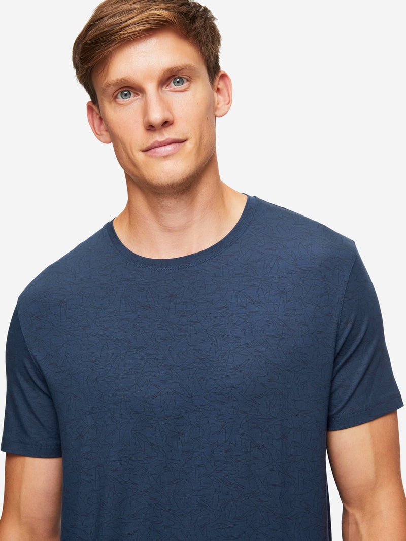 Men's T-Shirt London 9 Bird Print Micro Modal Navy - 3