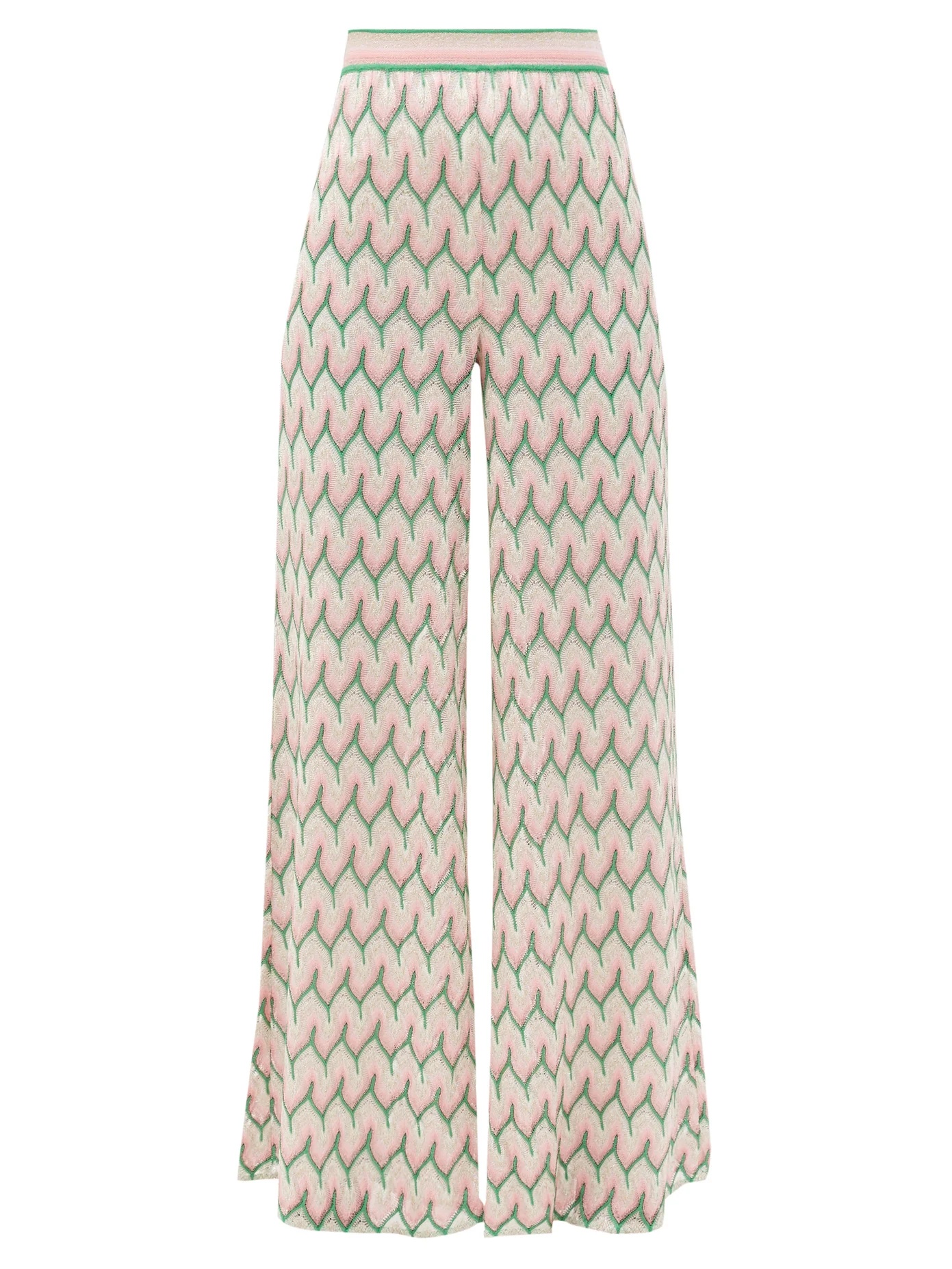 Chevron-striped flared suit trousers - 1