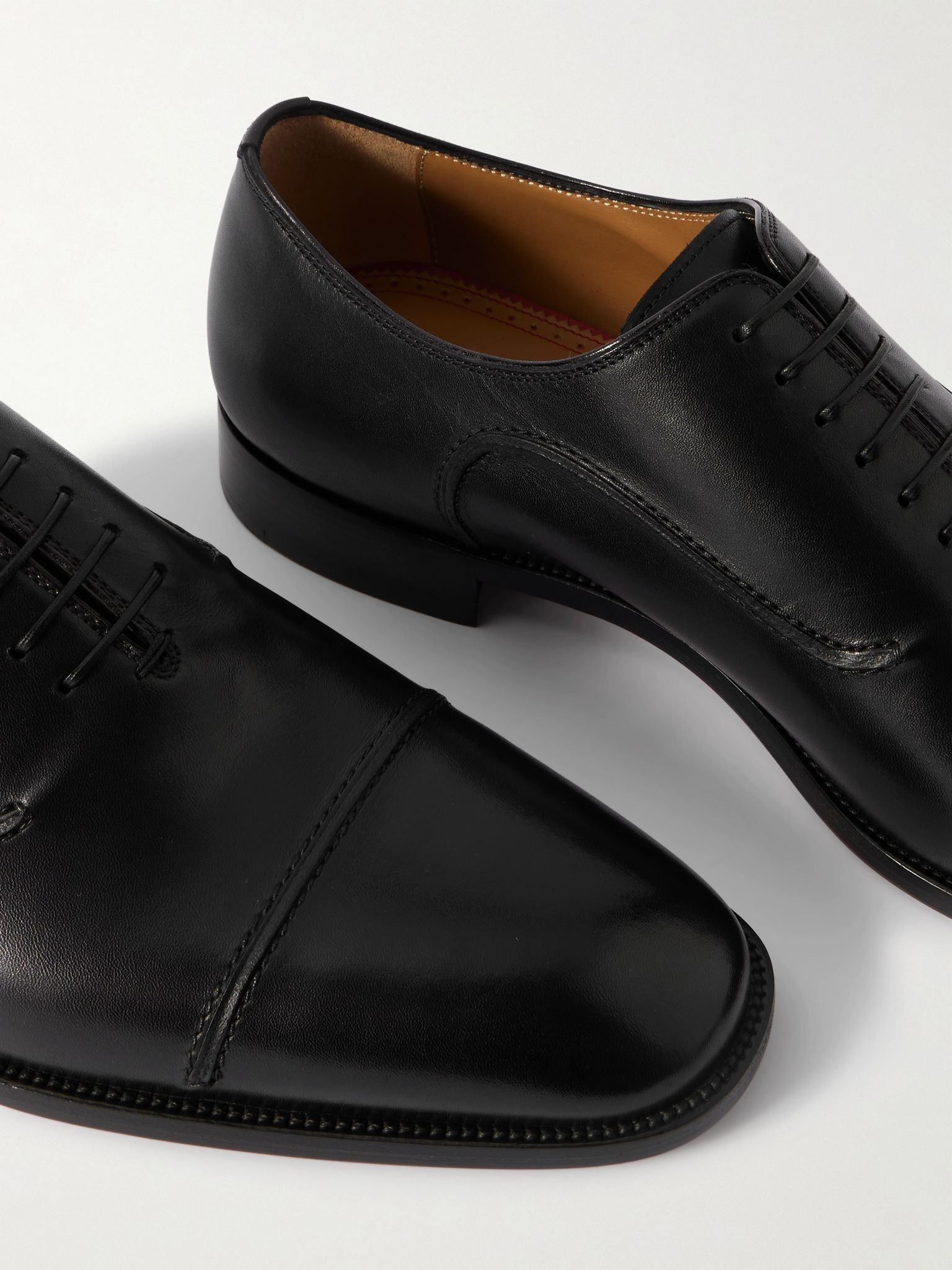 Seriox Cap-Toe Leather Oxford Shoes Black - 5