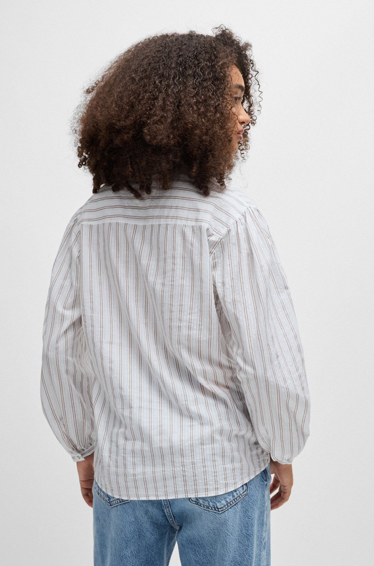 REGULAR-FIT BLOUSE IN STRIPED COTTON POPLIN - 5