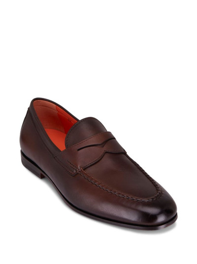Santoni leather penny loafers outlook