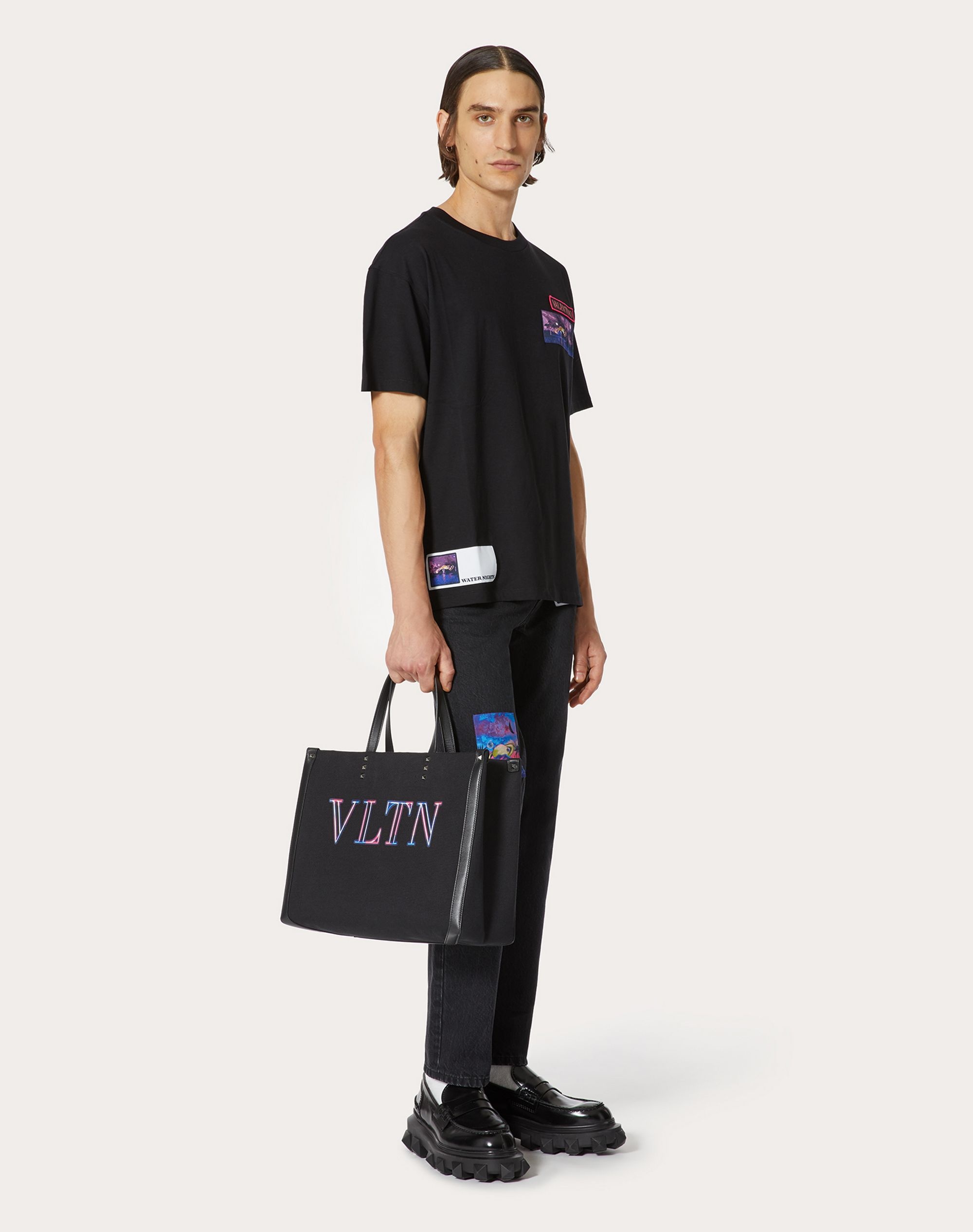 Large VLTN NEON Tote Bag in Canvas - 6