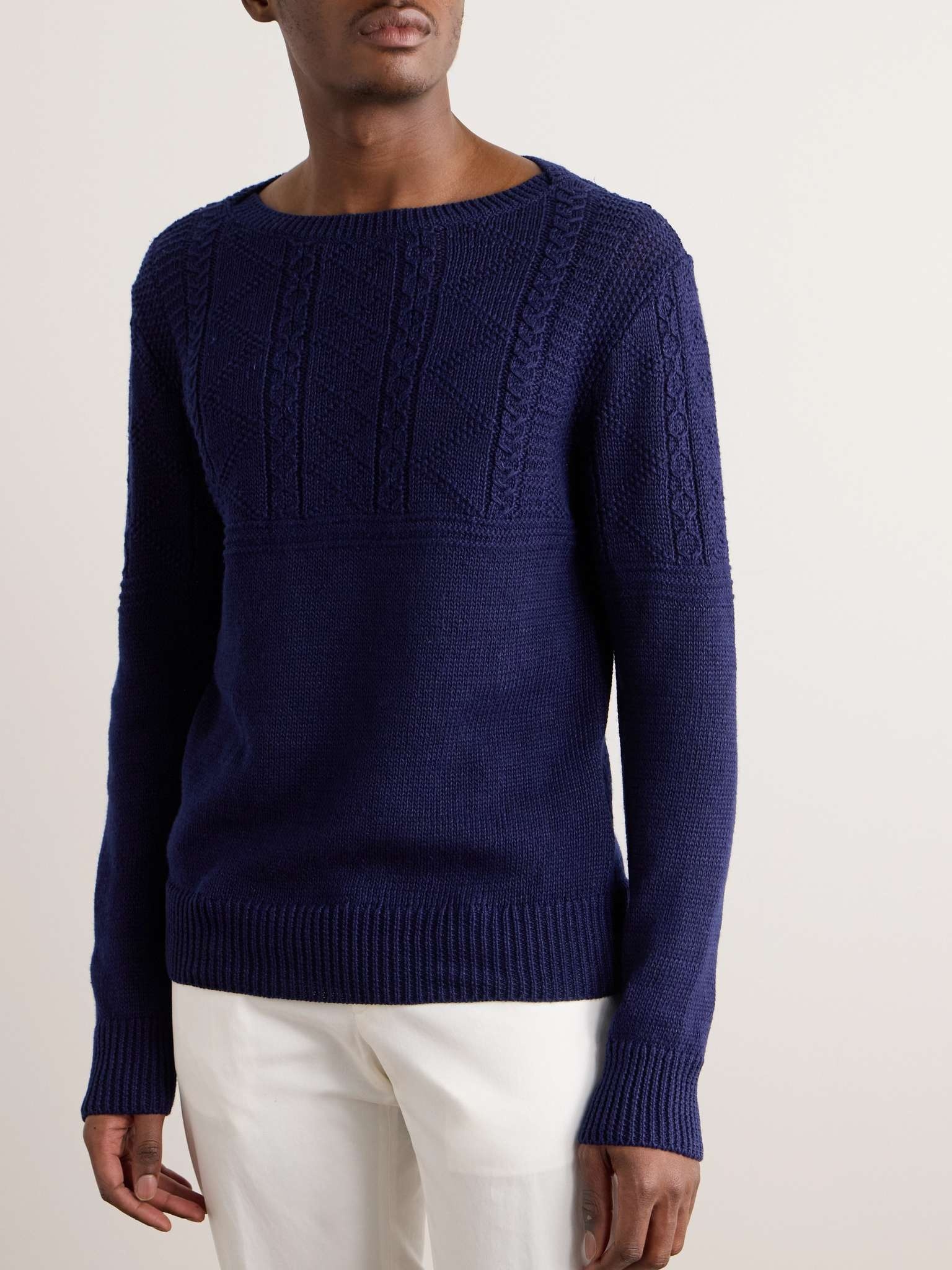 Cable-Knit Linen and Silk-Blend Sweater - 3