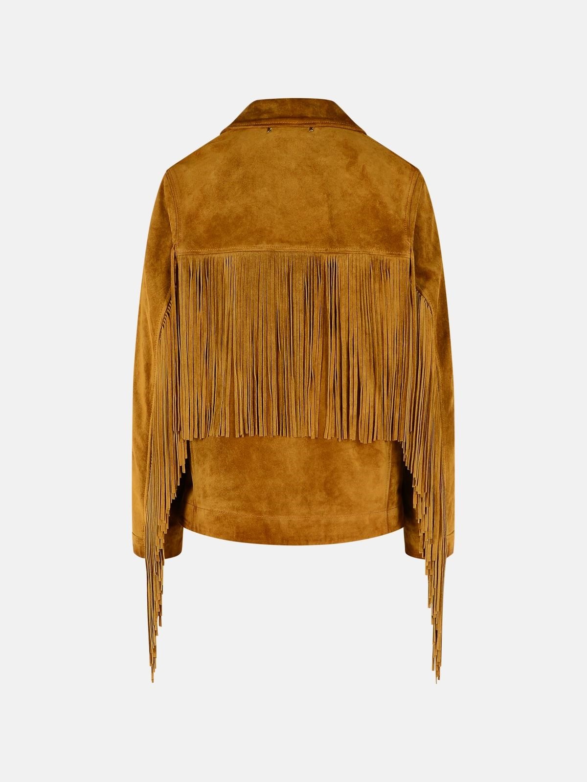 WOMEN'S JACKET IN TOBACCO SUEDE WITH FRINGES - 3