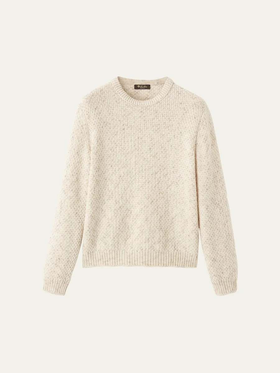 Men's Ash Virgin Wool, Linen and Cashmere Crewneck Sweater - 1
