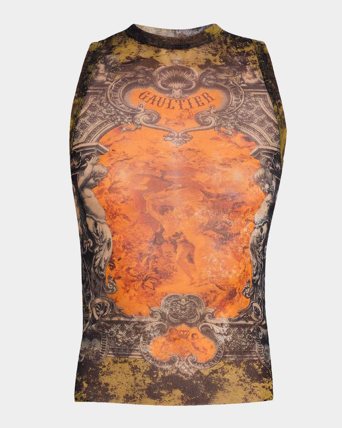 Jean Paul Gaultier Medallion Printed Mesh Tank Top
