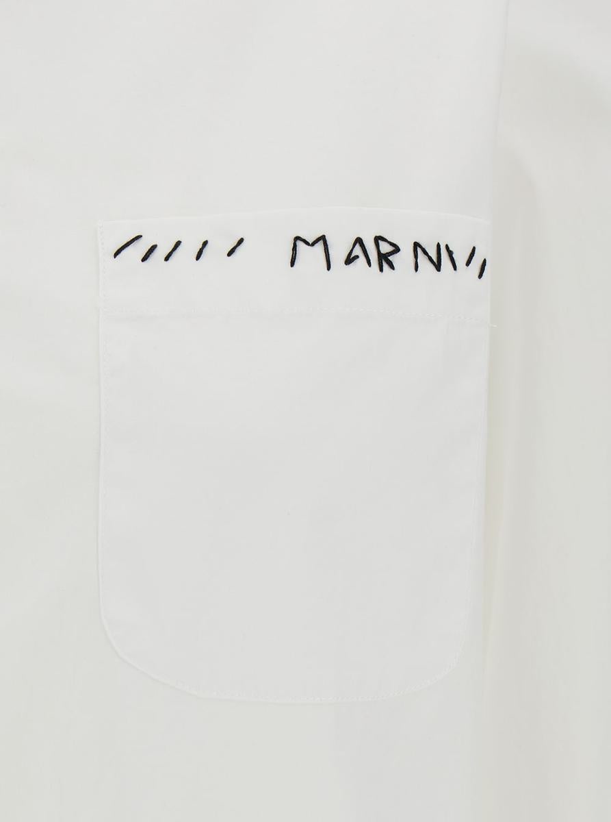 MARNI OVERSIZED WHITE SHIRT WITH CONTRASTING LOGO PRINT IN COTTON WOMAN - 3