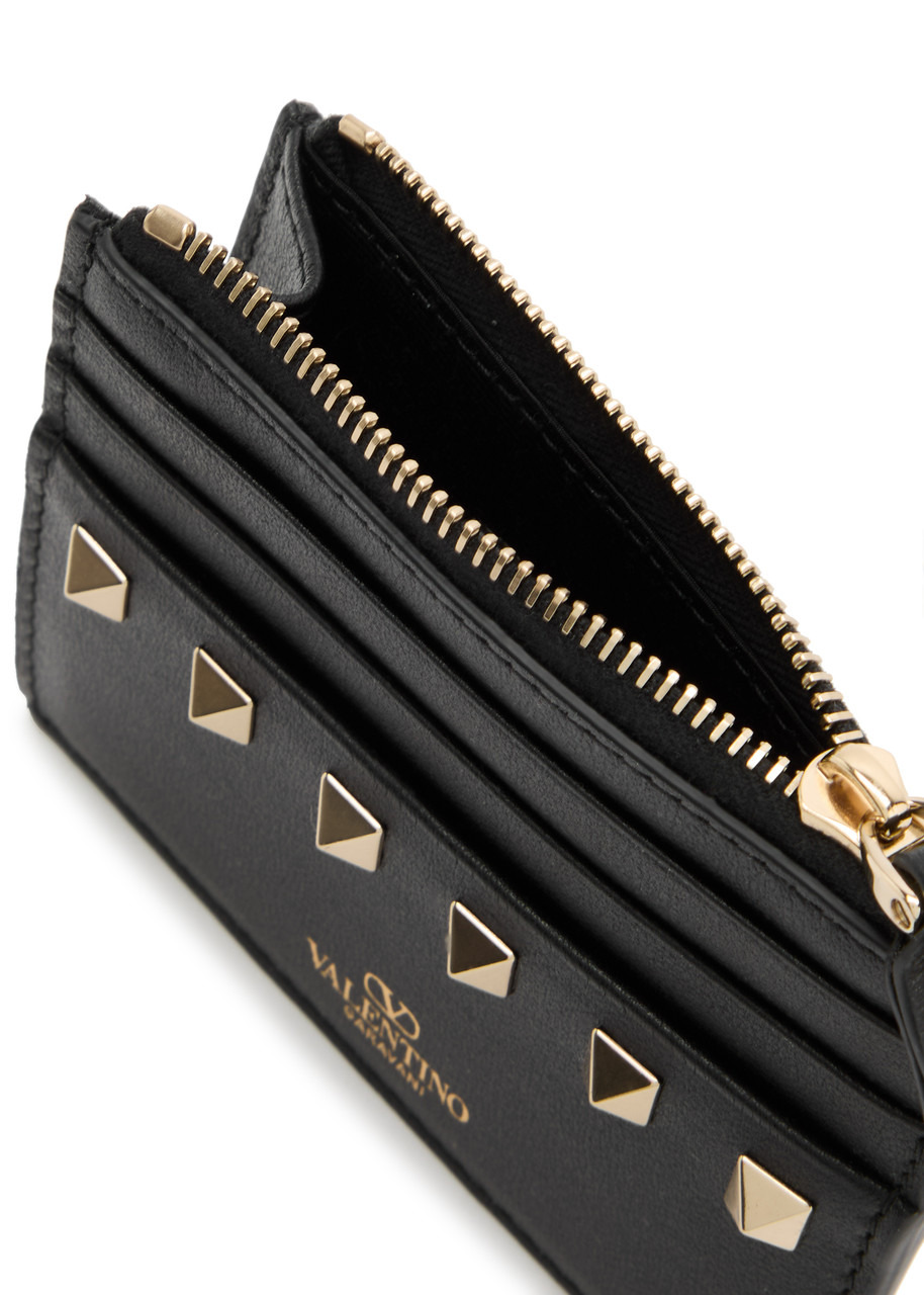 Valentino Rockstud Grained Leather Card Holder - 3