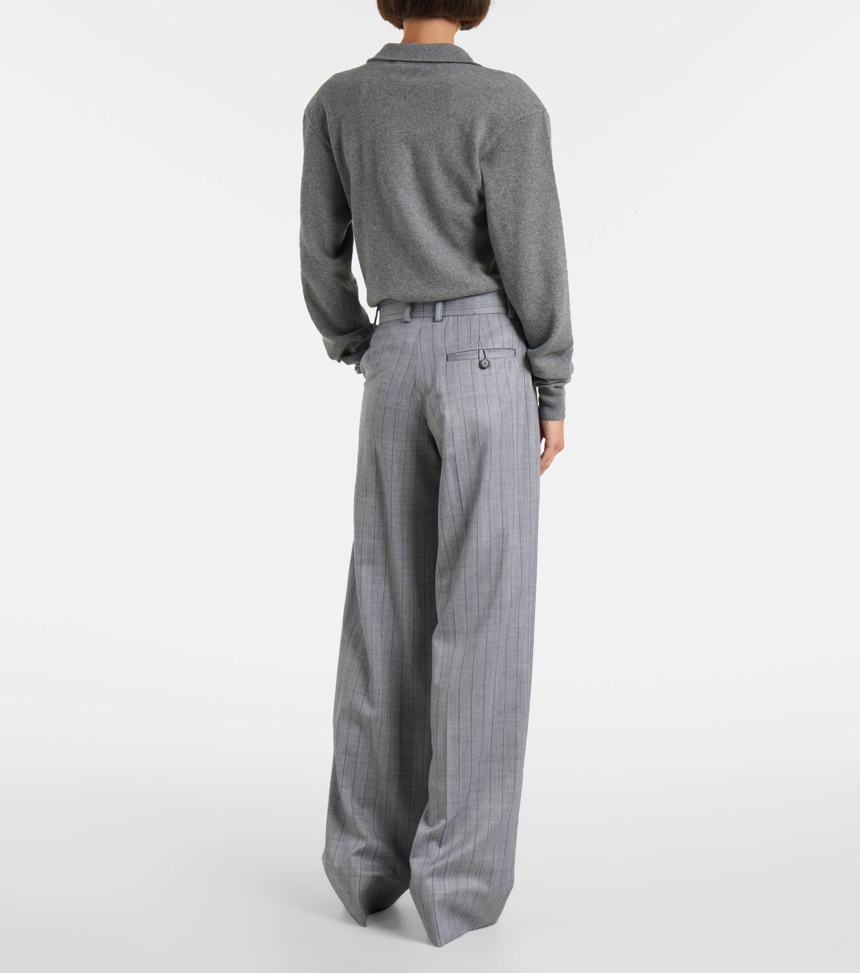 Striped wool wide-leg pants - 3