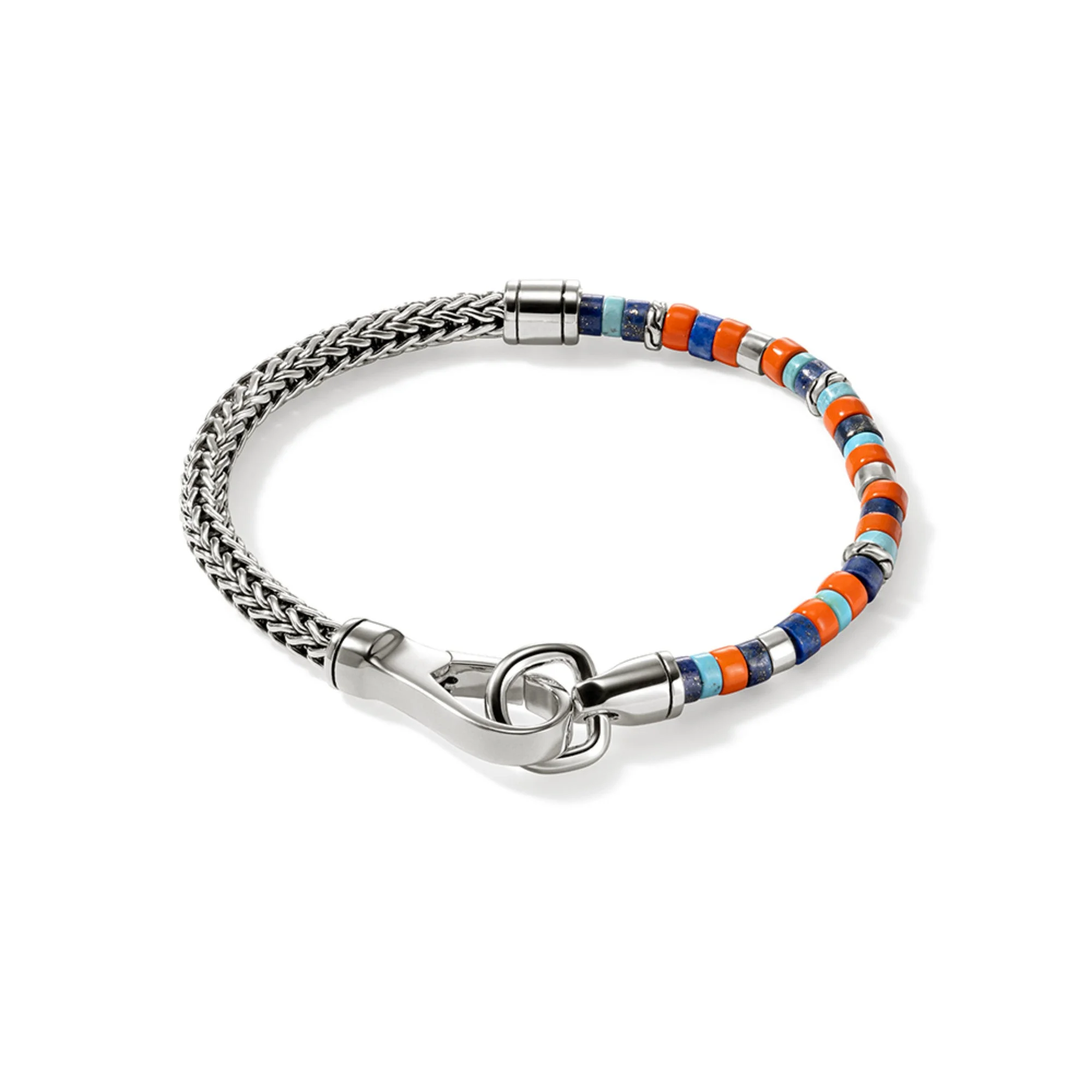 Heishi Chain Bracelet, Sterling Silver, Hardstones - 1