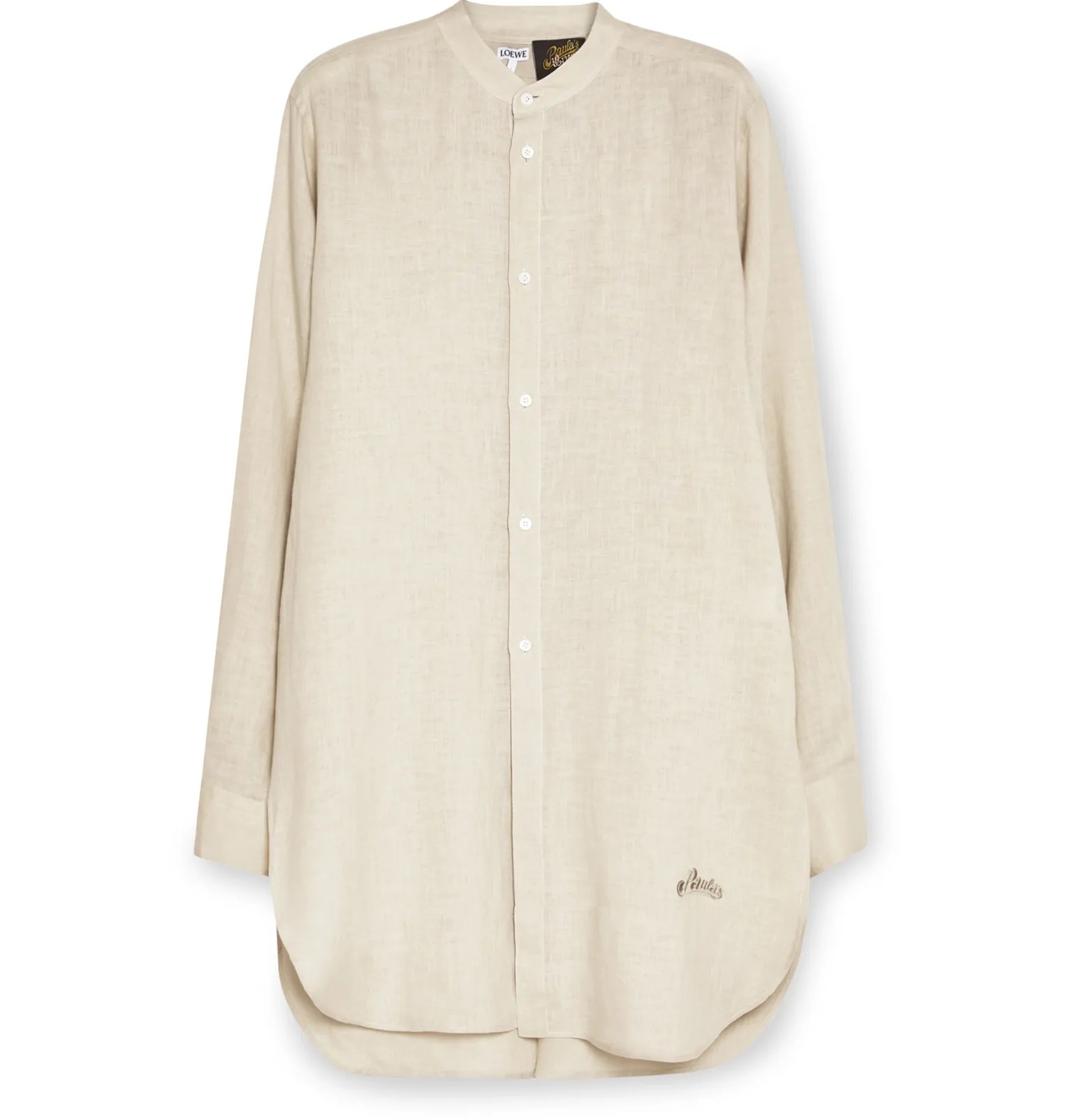 + Paula's Ibiza Grandad-Collar Logo-Embroidered Linen and Cotton-Blend Shirt - 1