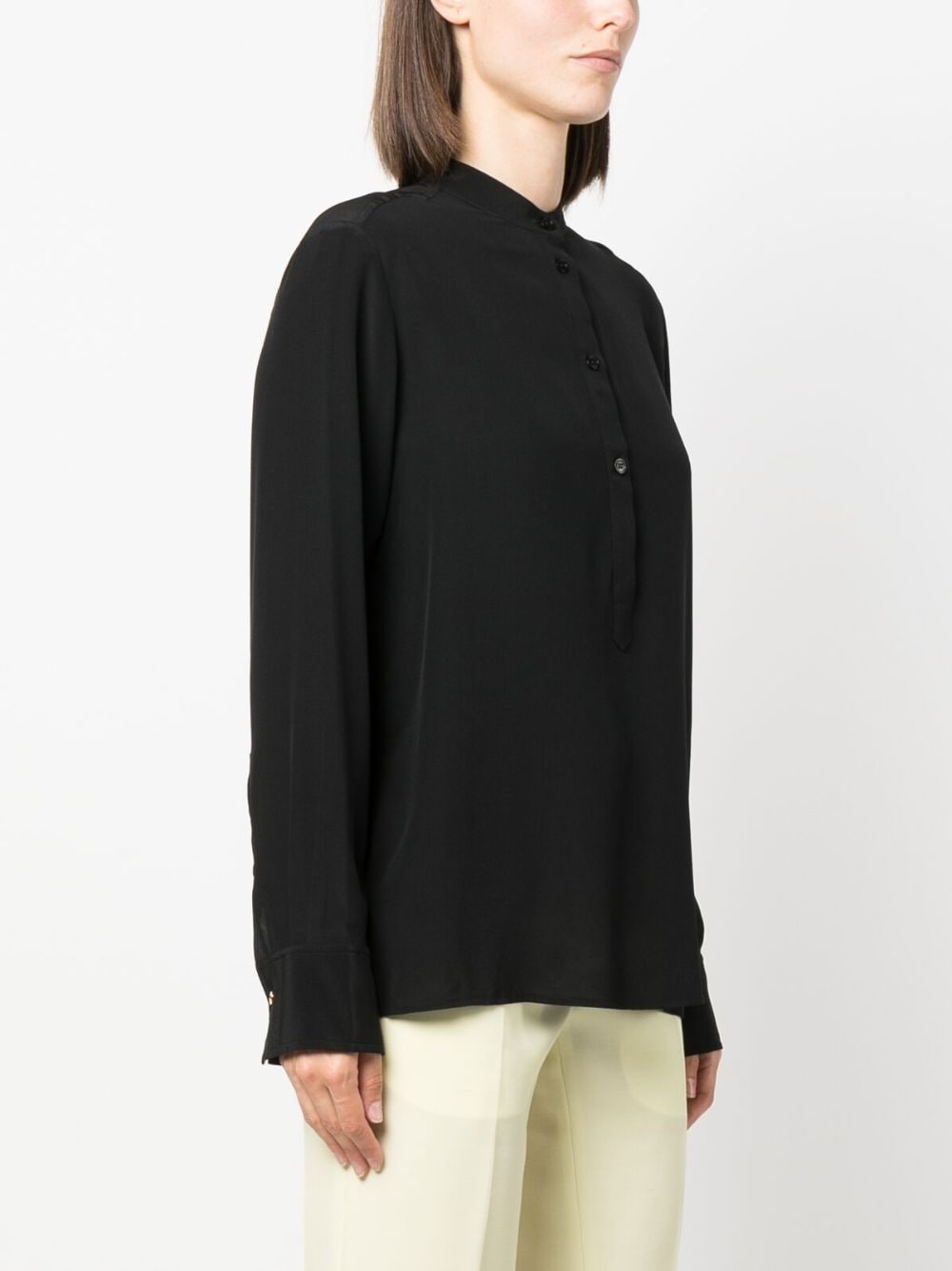band-collar silk blouse - 3