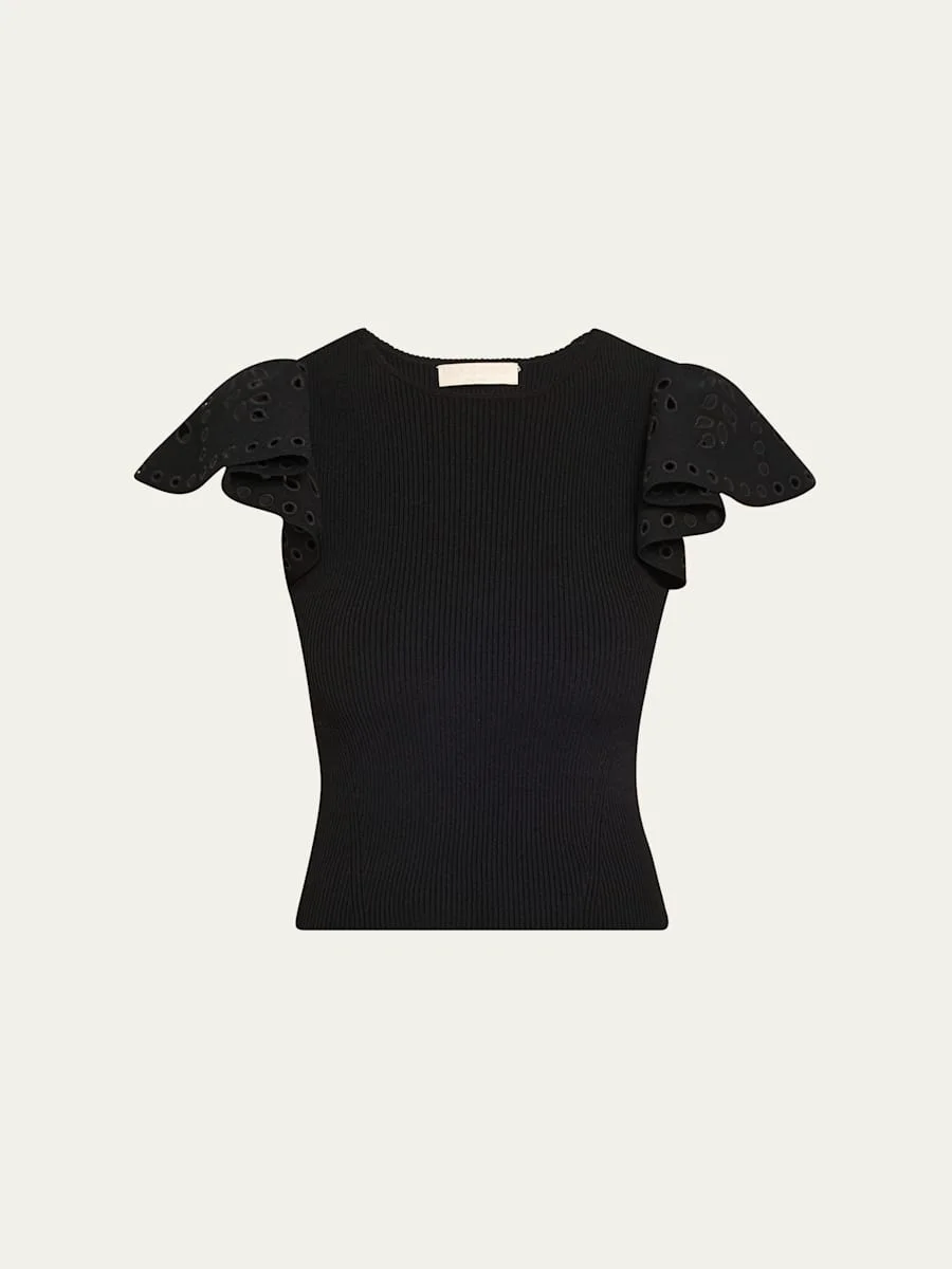 Edith Knit Ruffle-Sleeve Top - 1