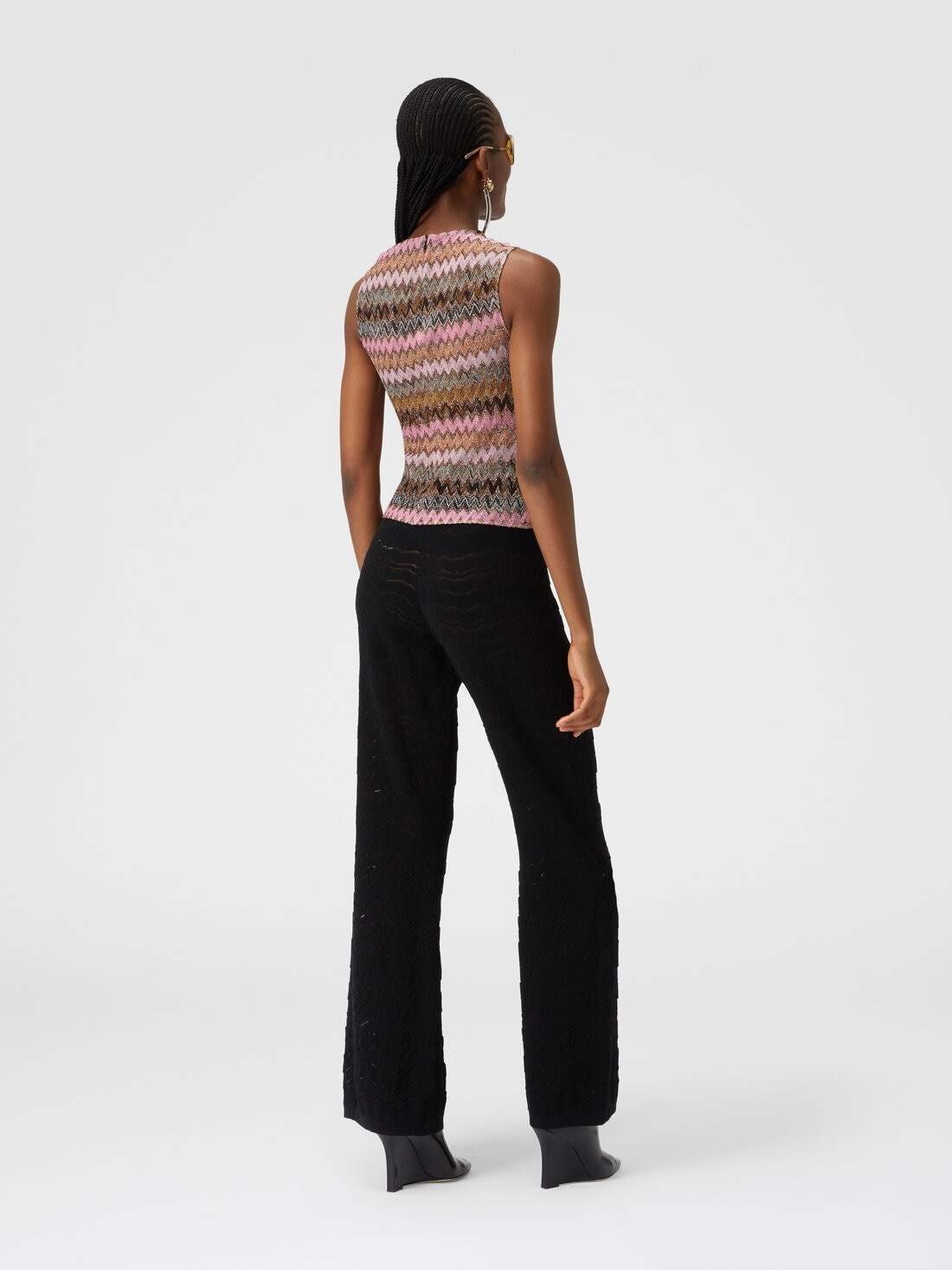 Sleeveless top in zig zag lamé viscose blend - 3