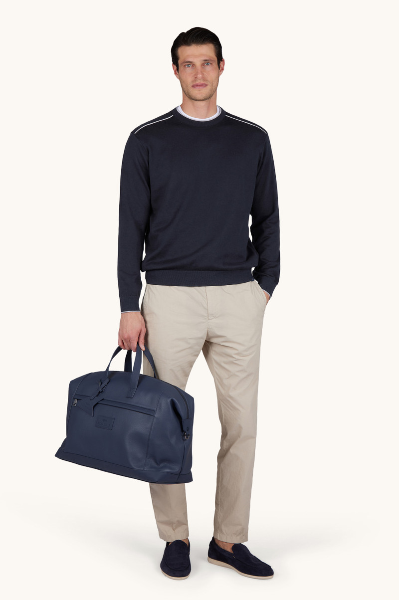 Paul & Shark CREW‑NECK SWEATER IN SILK AND COTTON WITH AQUALEATHER SUEDE DETAILS outlook