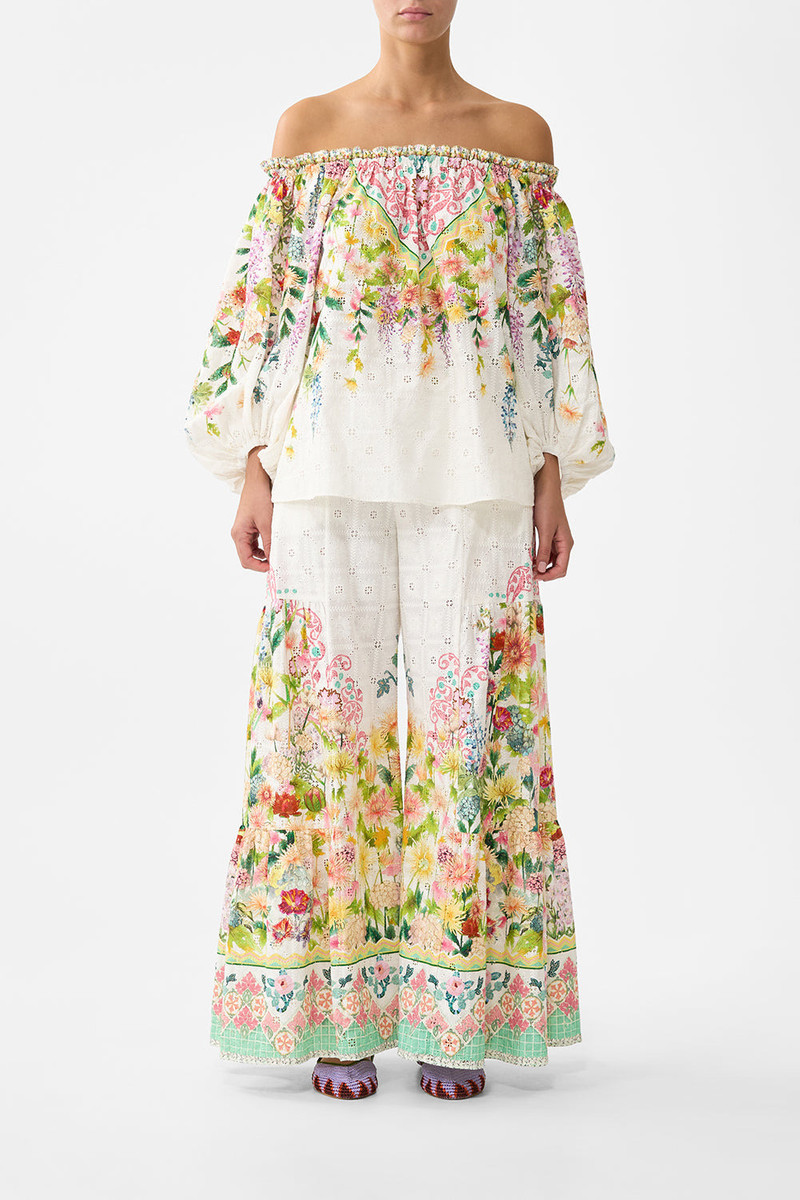 CAMILLA FRILL OFF SHOULDER TOP outlook