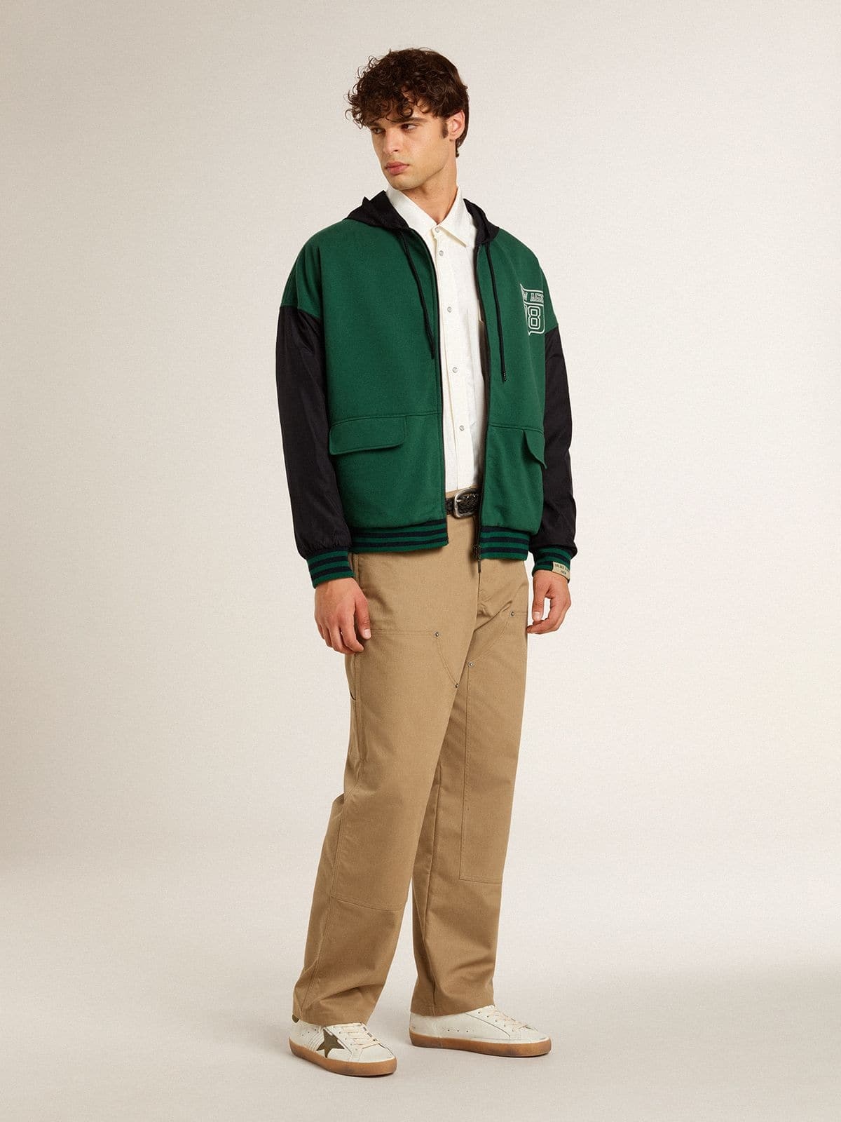Men's green and blue reversible hooded sweatshirt - 5