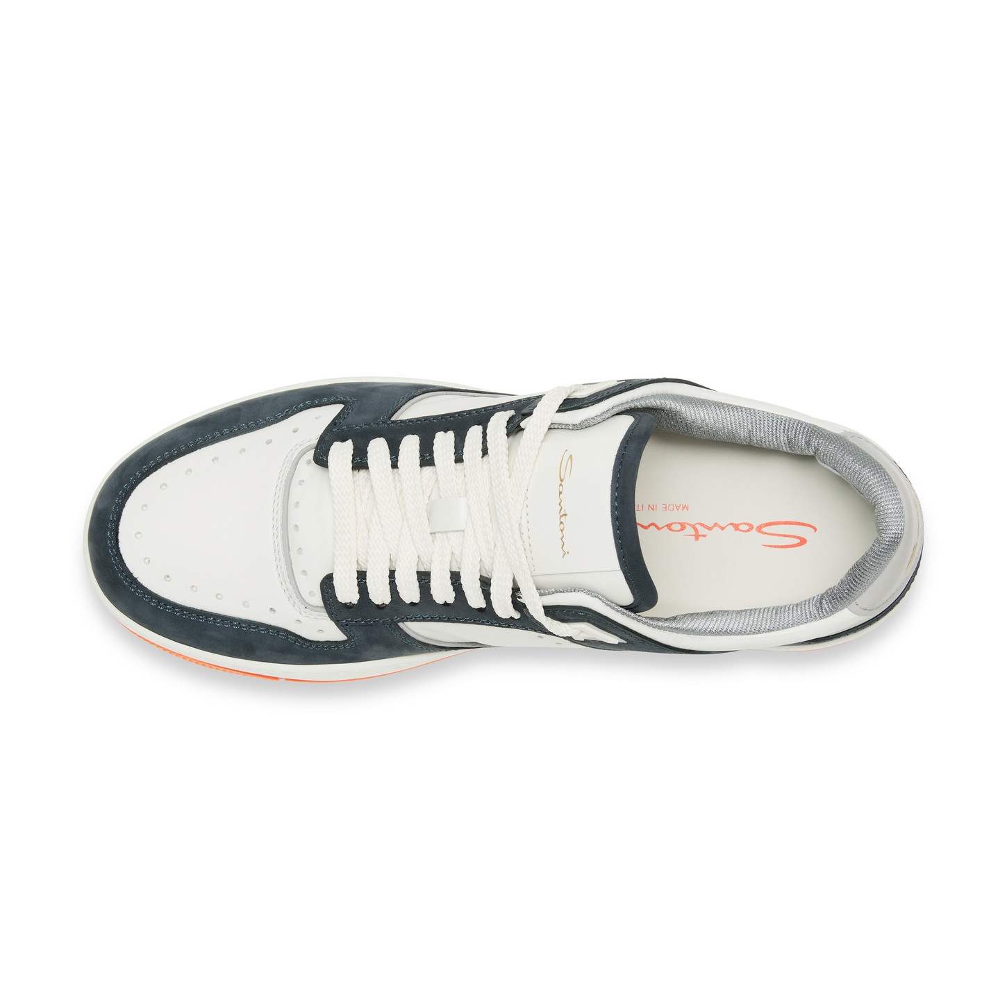 Men’s white and blue leather and nubuck Sneak-Air sneaker - 5