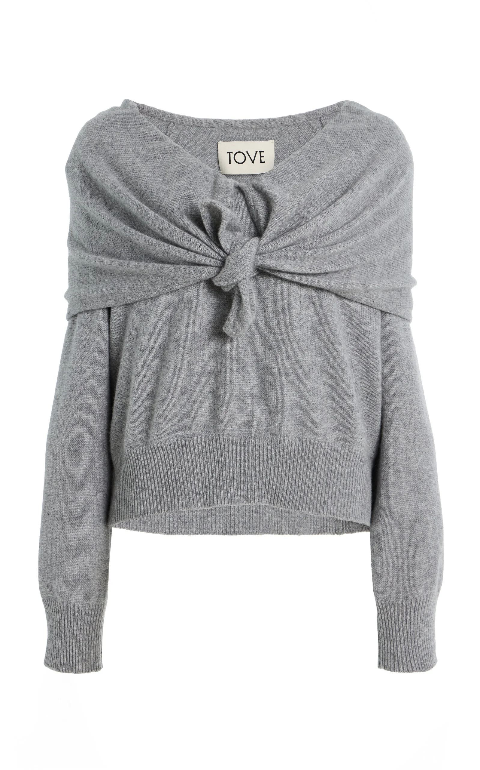 Malia Cashmere Tie-Neck Sweater grey - 1