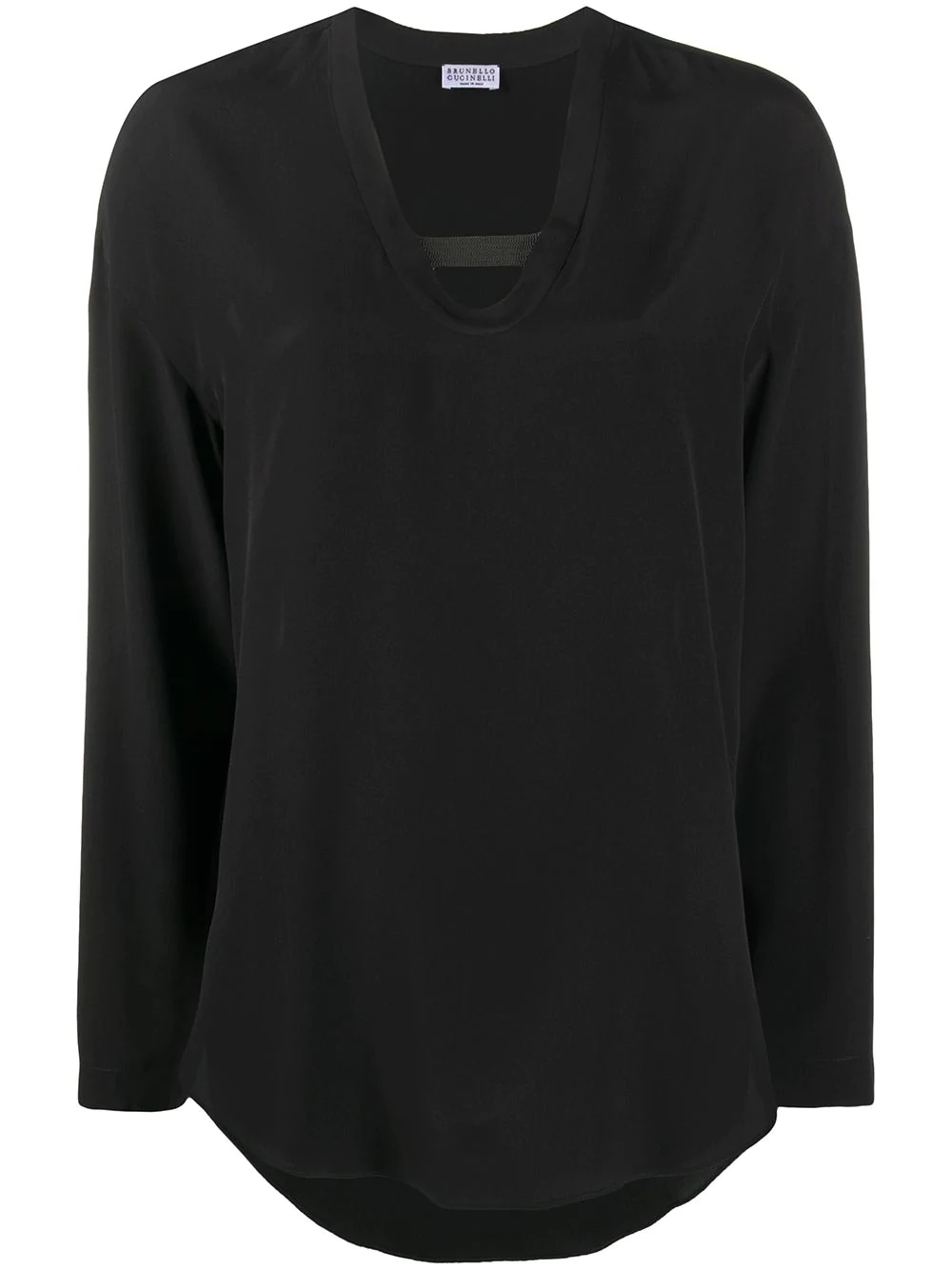 v-neck silk top - 1