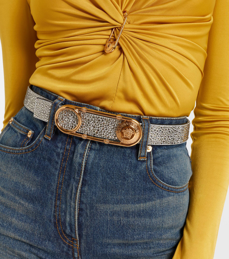 VERSACE Safety Pin embellished leather belt outlook