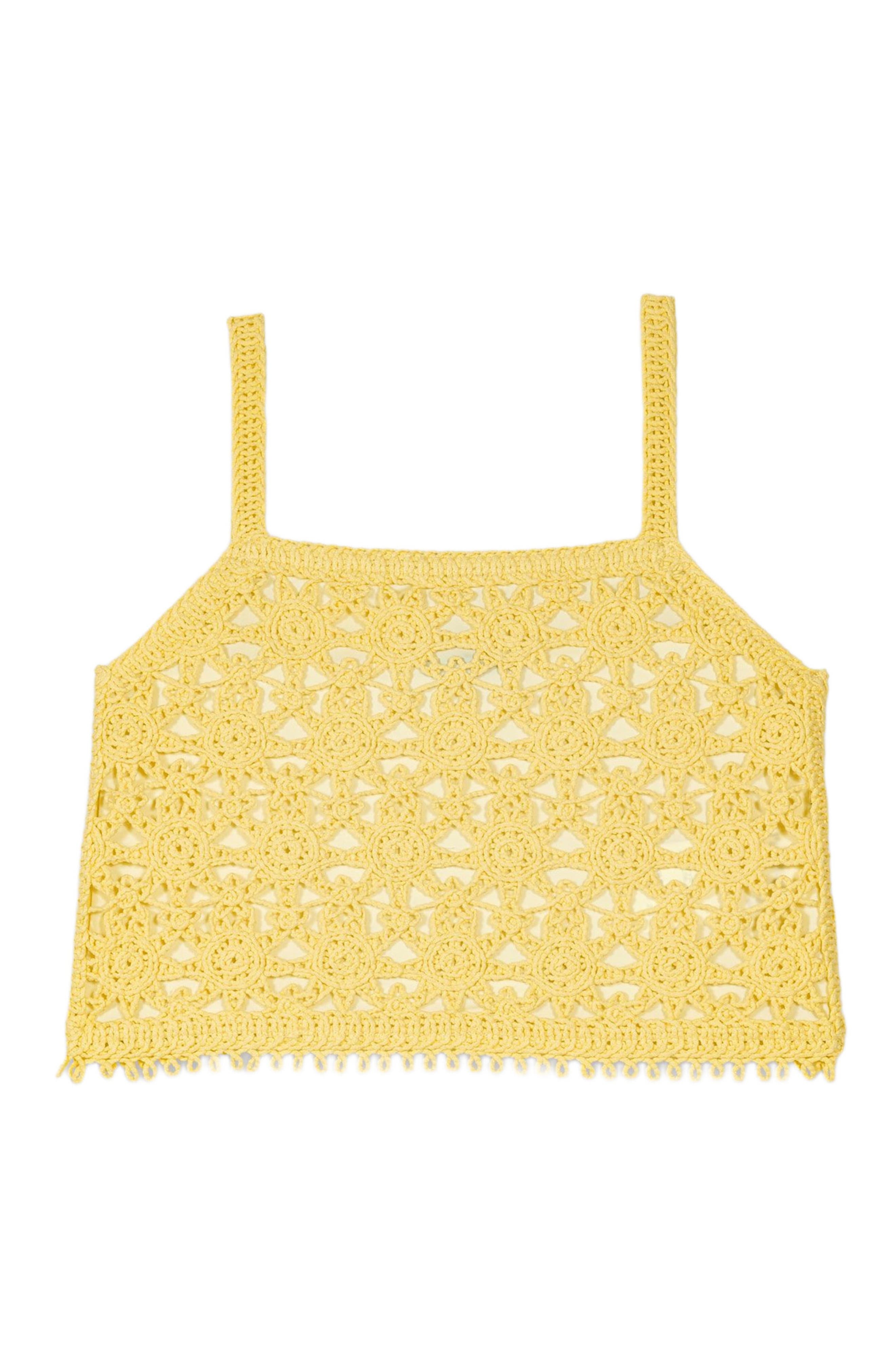 maje Crochet-knit Crop Top in Yellow Banana at Nordstrom - 6