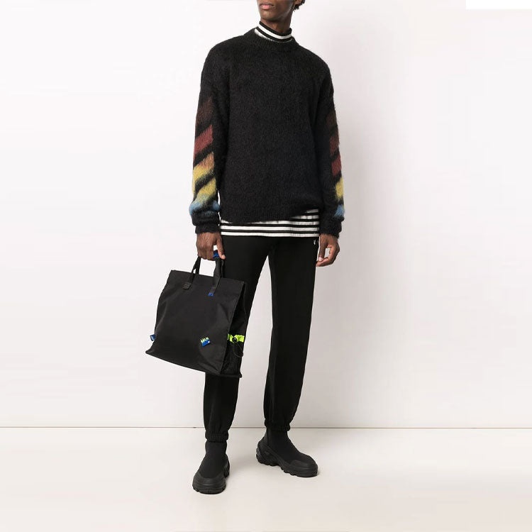 Off-White Gradient Slogan Logo Sweater Men's Black OMHA036F20KNI0011087 - 2
