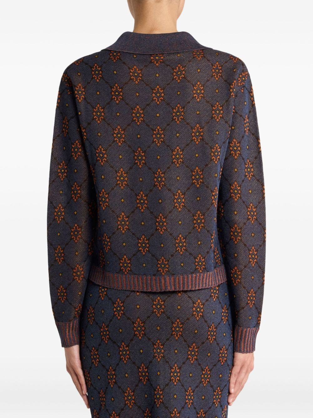 polo-neck patterned cardigan - 4