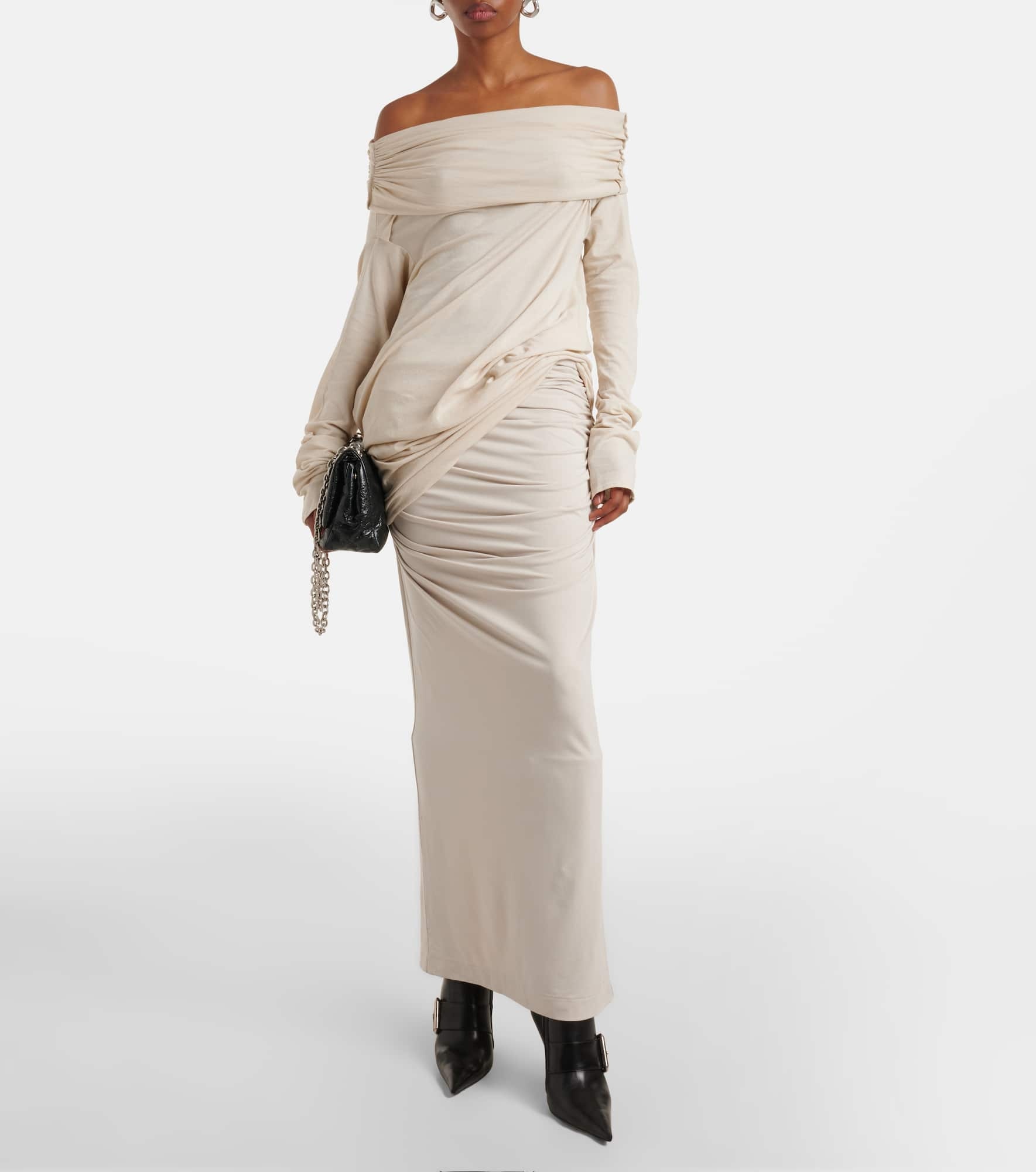 Bound off-shoulder cotton-blend top - 2