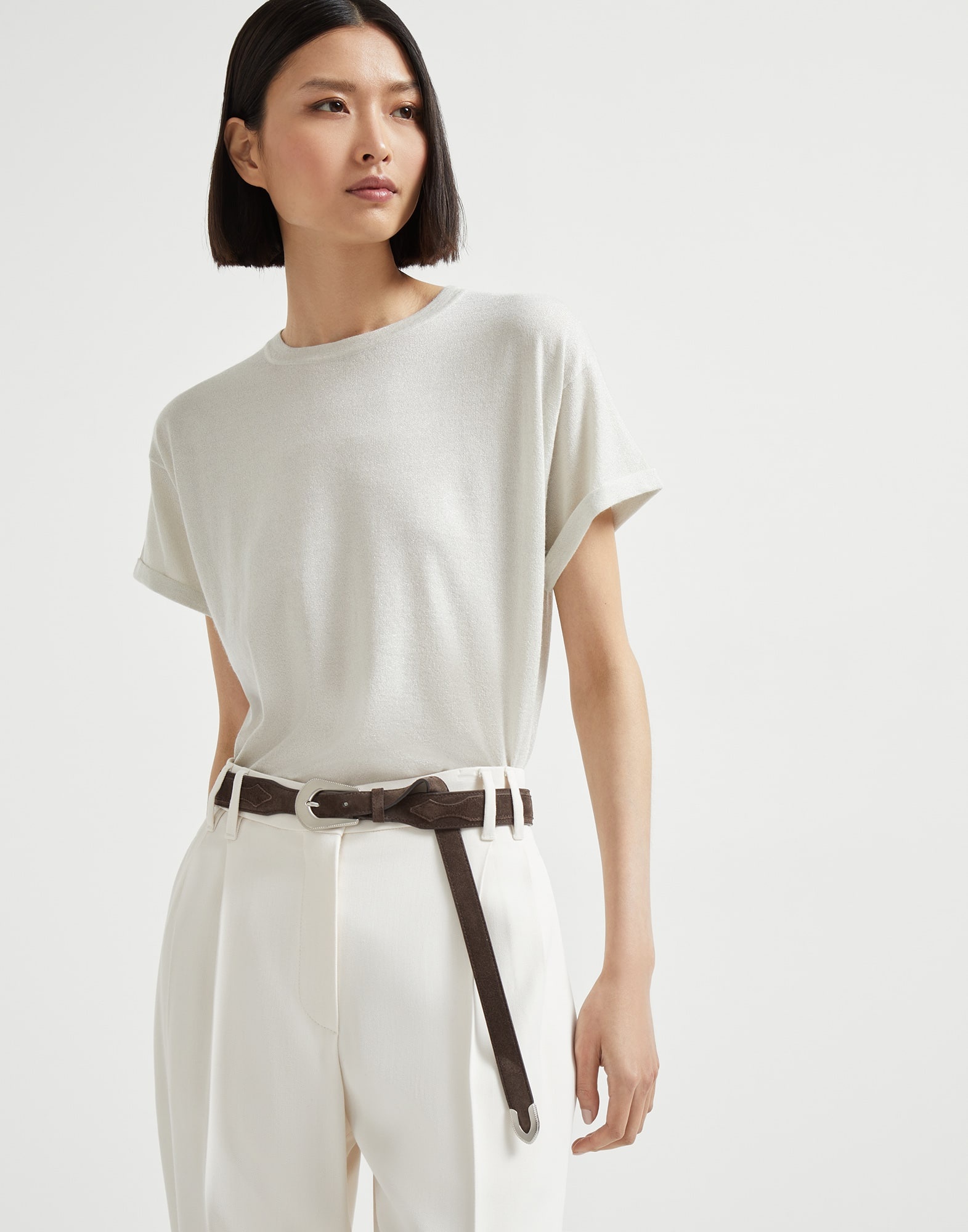 Sparkling cashmere and silk lightweight knit T-shirt - 4