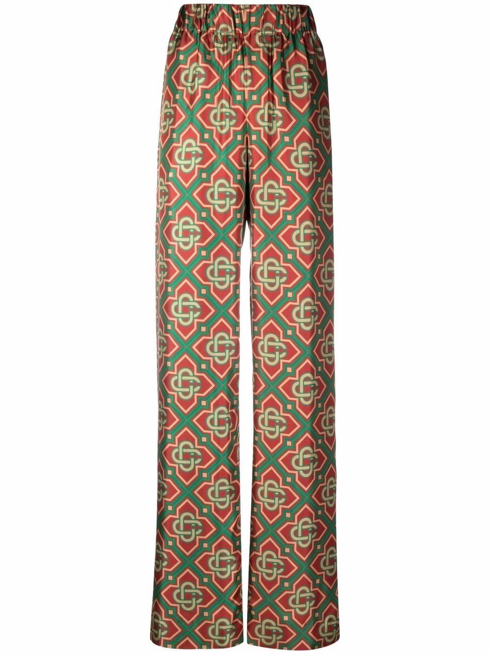 geometric-print high-waist trousers - 1