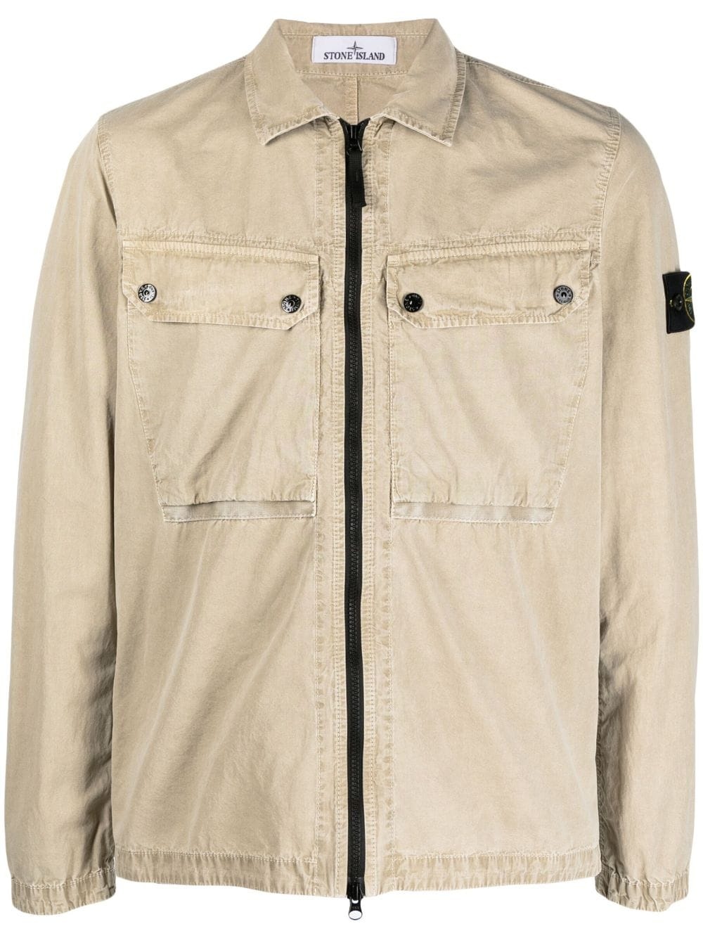 Compass-patch cotton shirt jacket - 1