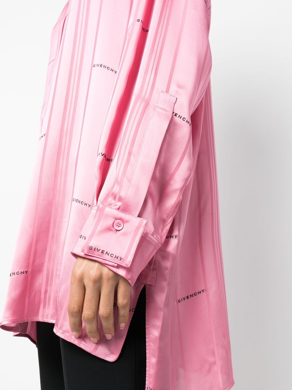 logo-jacquard striped shirt - 5