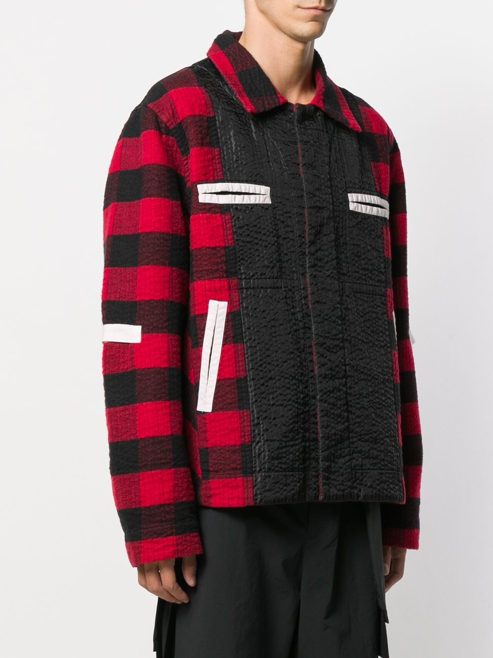 contrast panel check jacket - 3