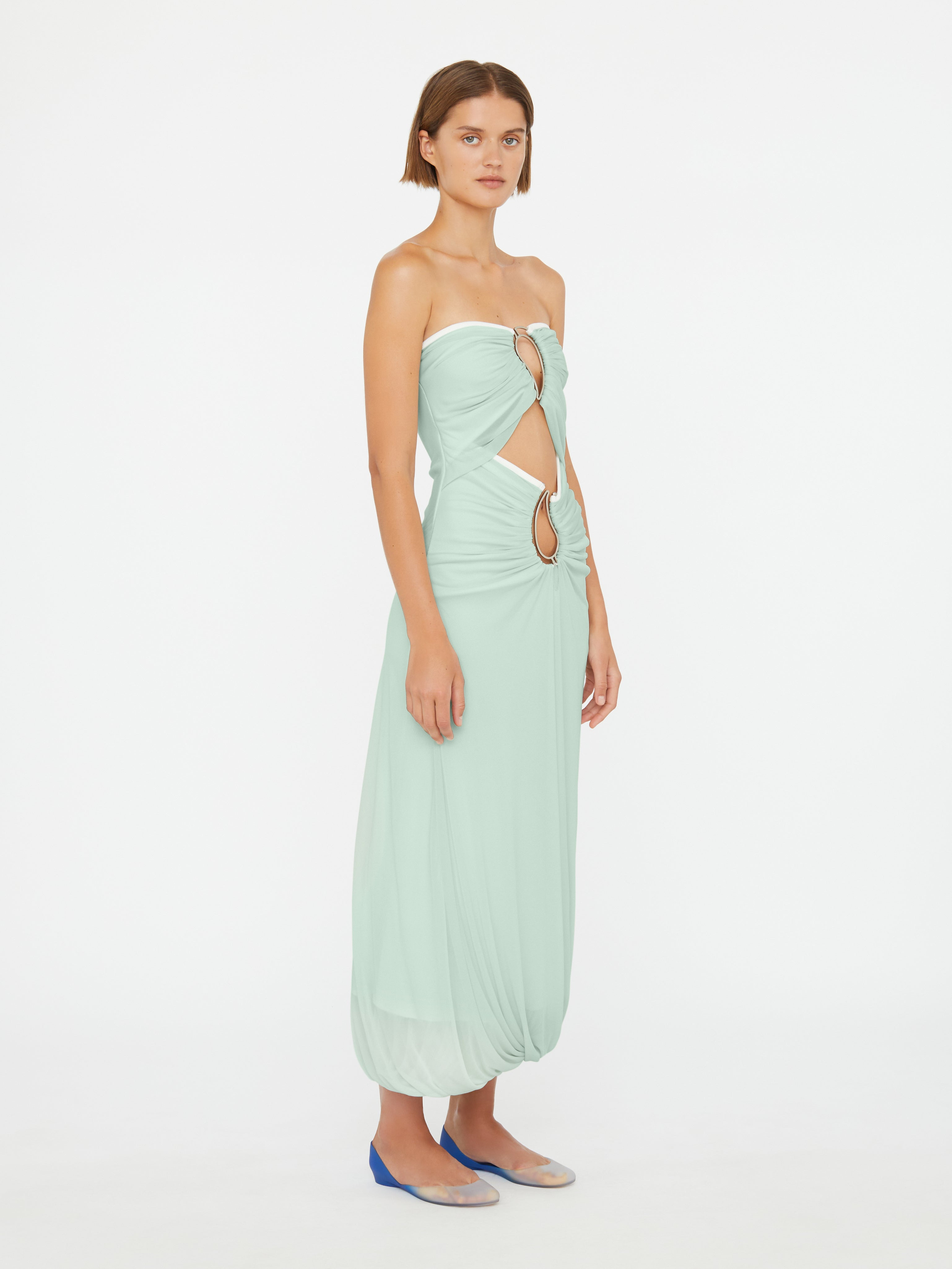 Paisley Overlay Encased Strapless Dress - 4