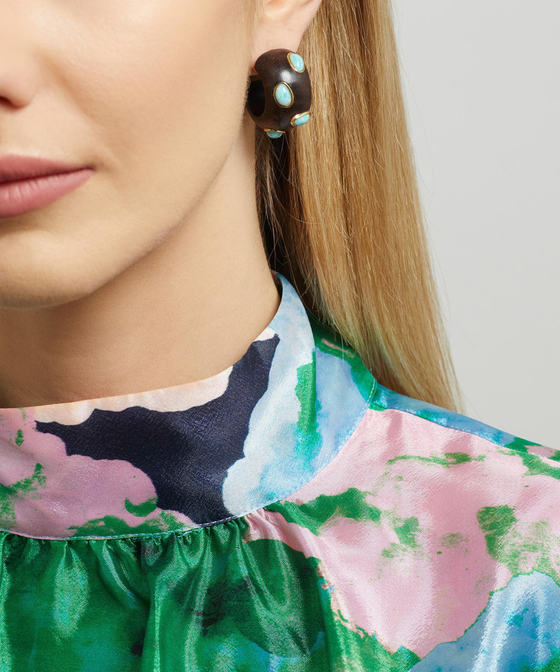 LIZZIE FORTUNATO Gold-Plated Acacia Amazonite Hoop Earrings outlook