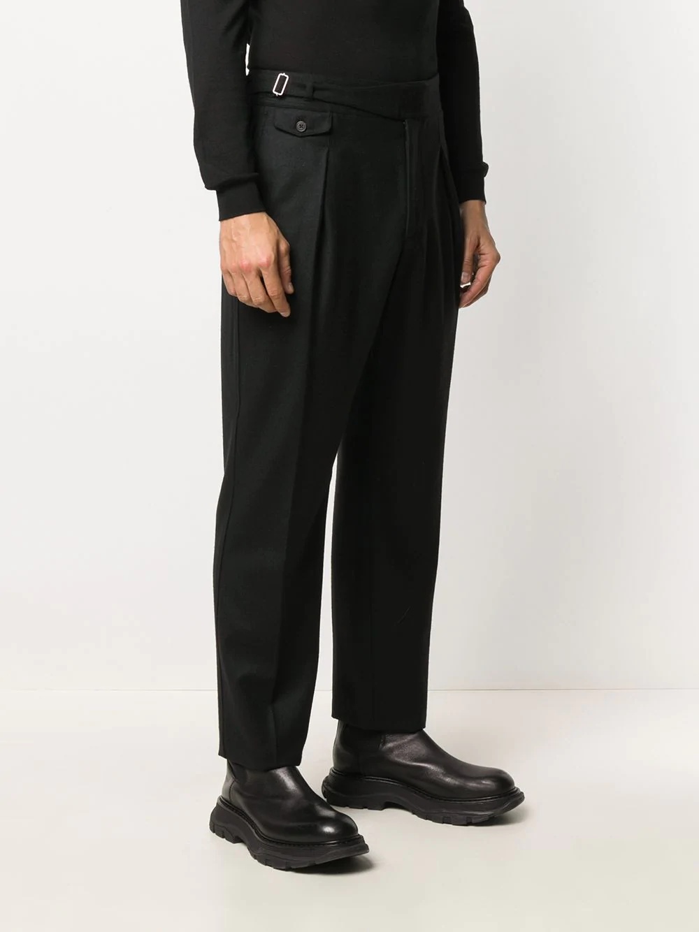 belted waistband tailored trousers - 3