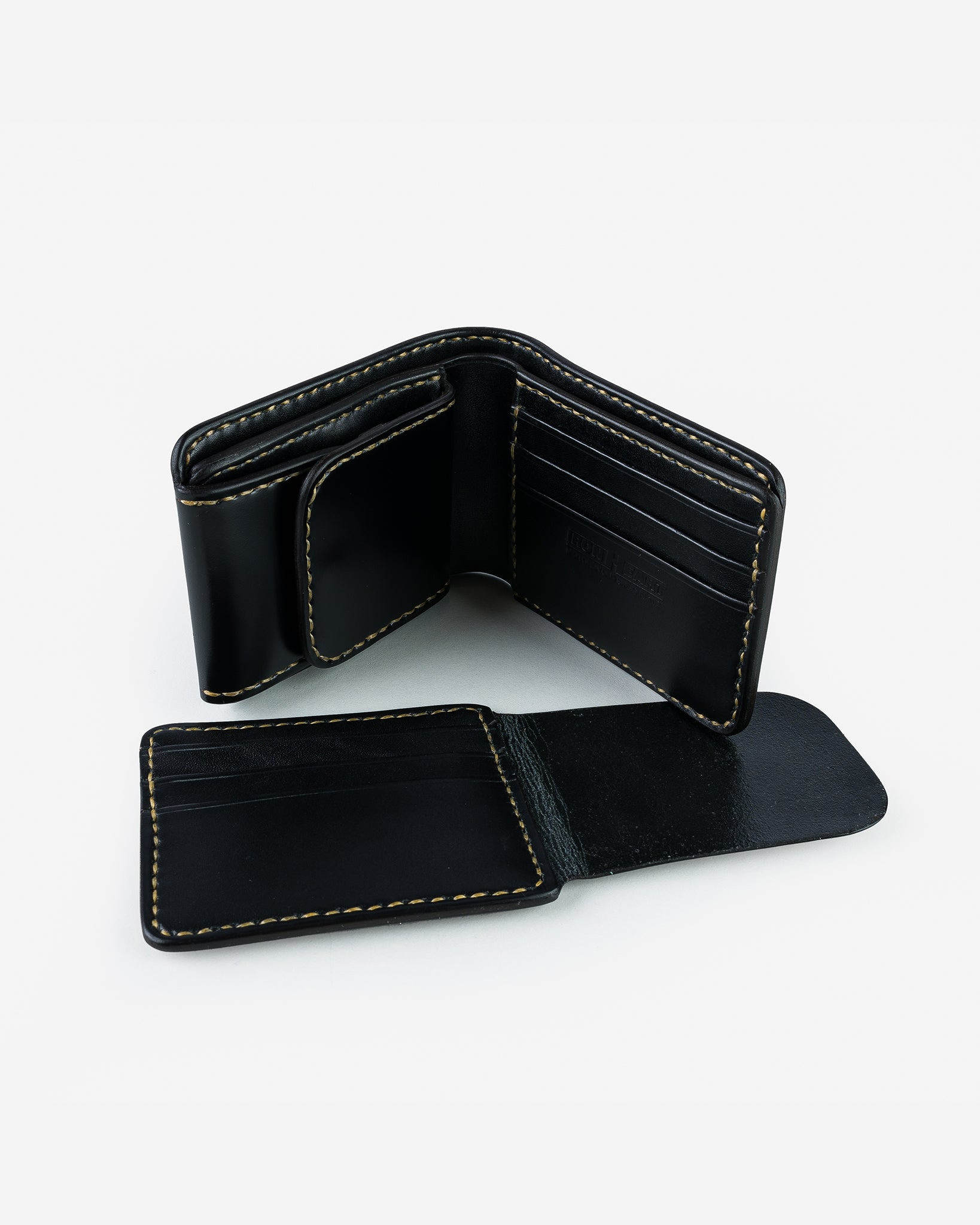 IHG-01-BLK Small Shell Cordovan Wallet - Black - 4
