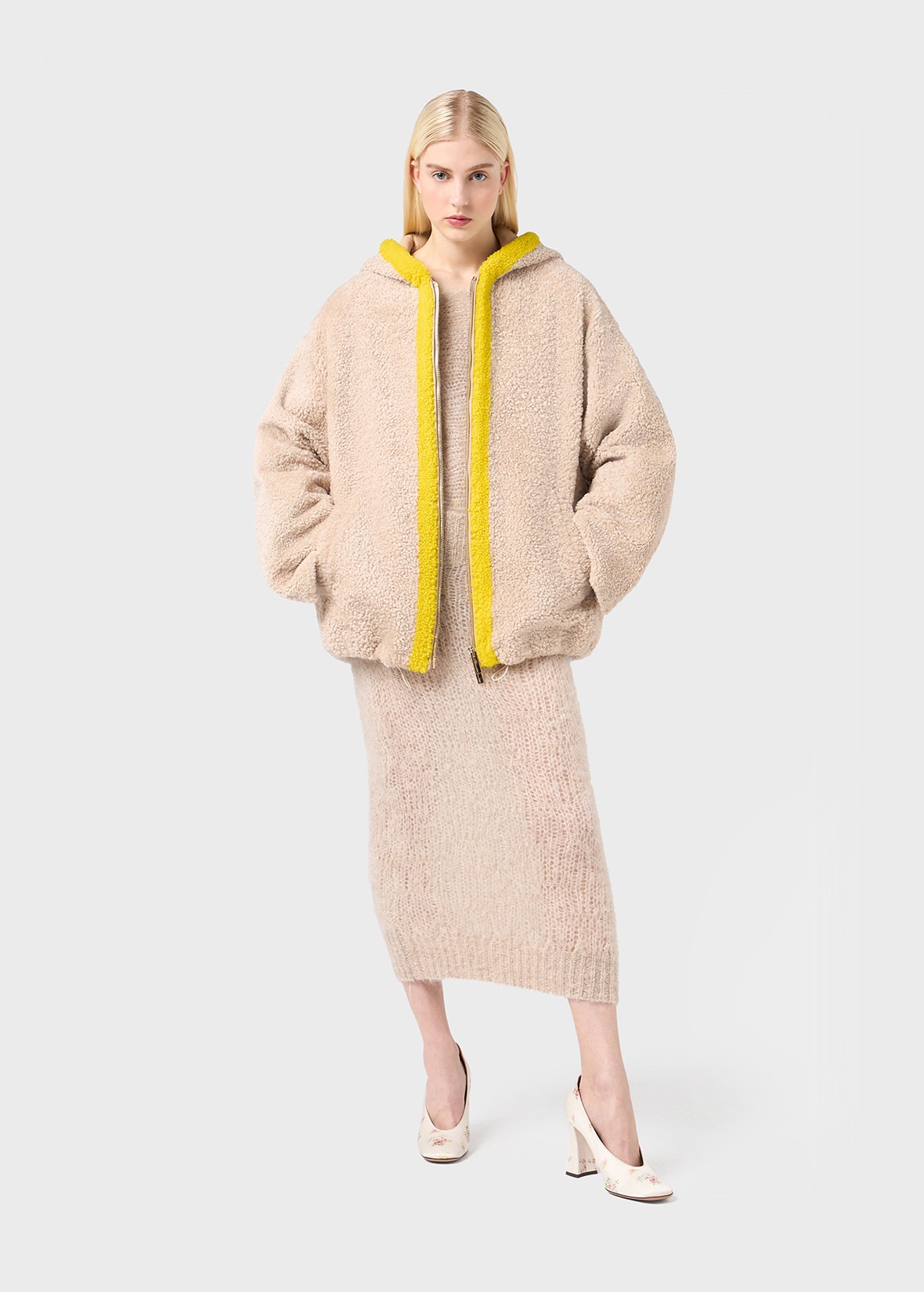 SHEARLING BOMBER JACKET WITH HOOD - 2