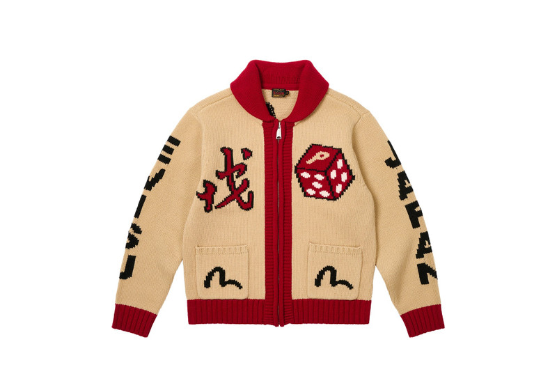 PALACE EVISU DICE COWICHAN 니트 크림 - 1