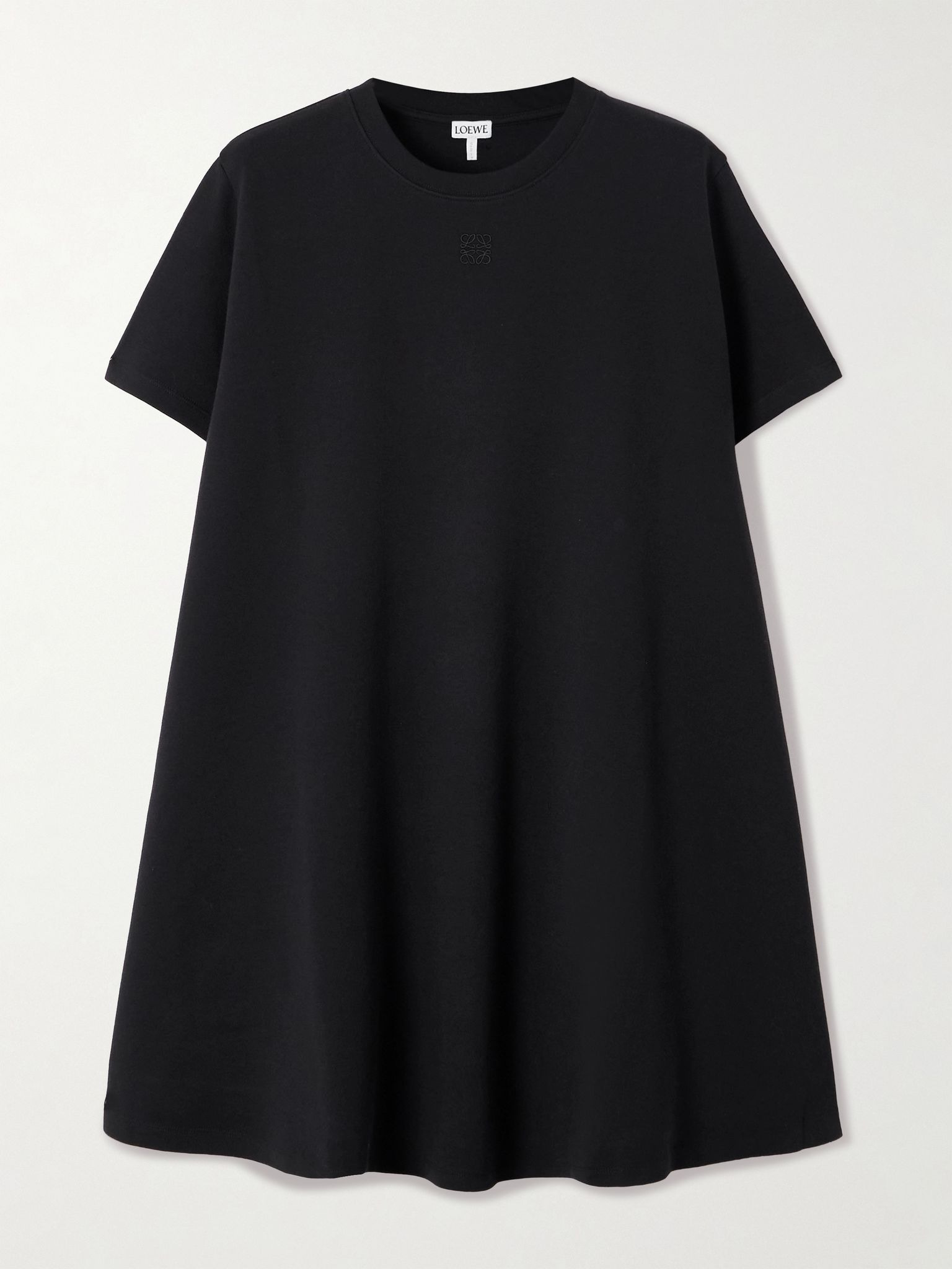 Trapeze cotton-blend jersey mini dress Black - 1