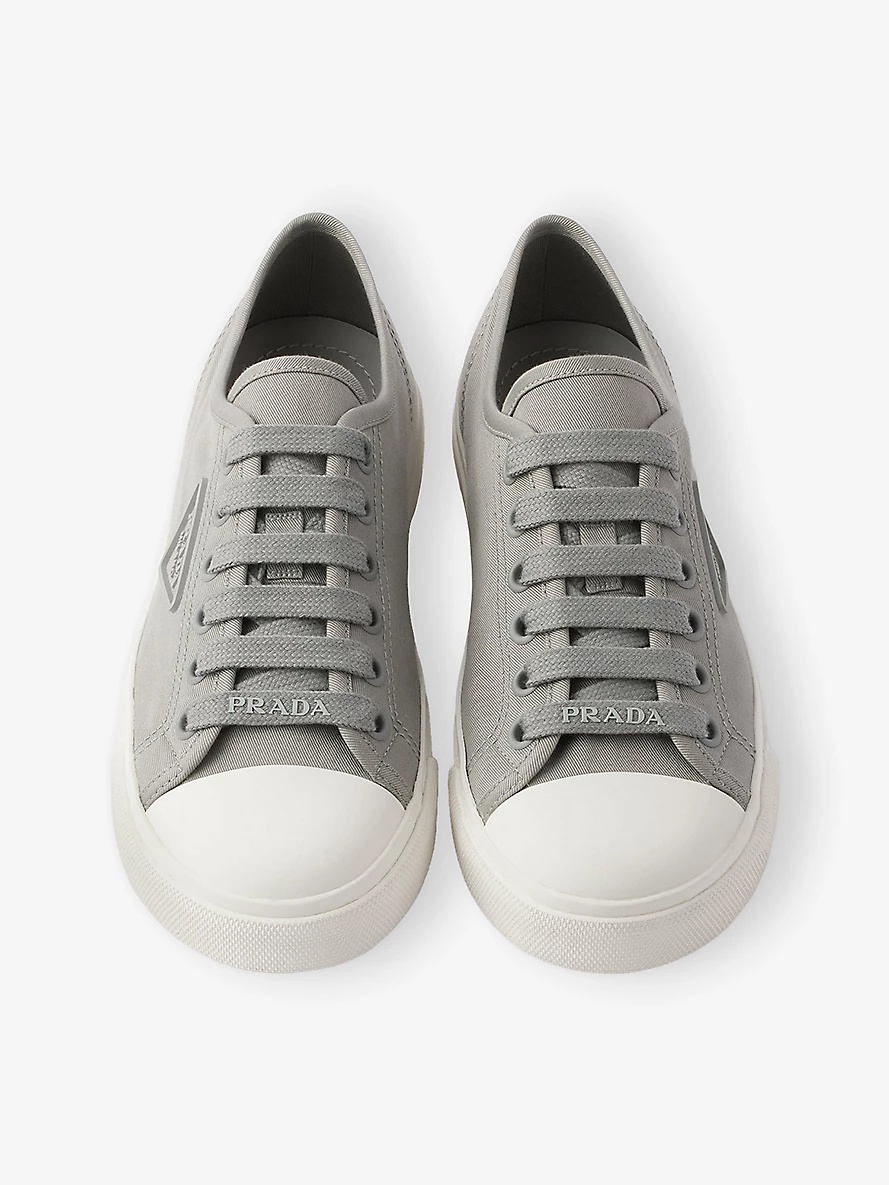 Logo-Plaque Cotton-Gabardine Low-Top Trainers - 2