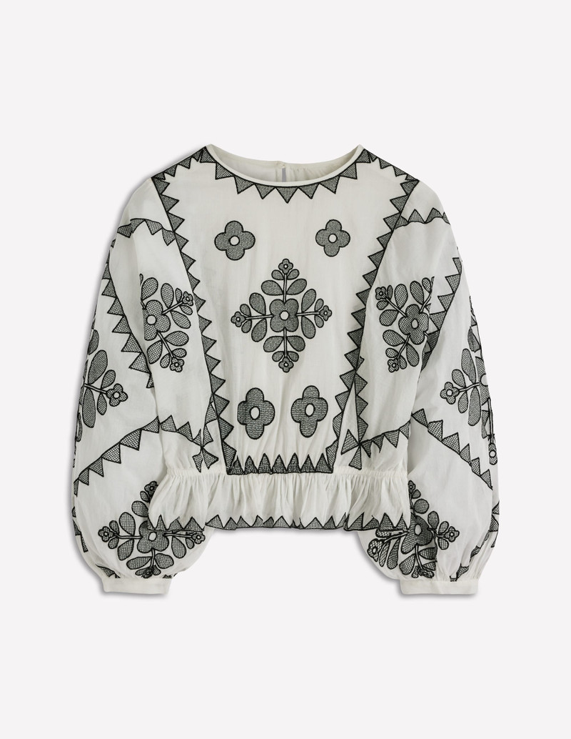 Embroidered Vacation Top-Ivory 1