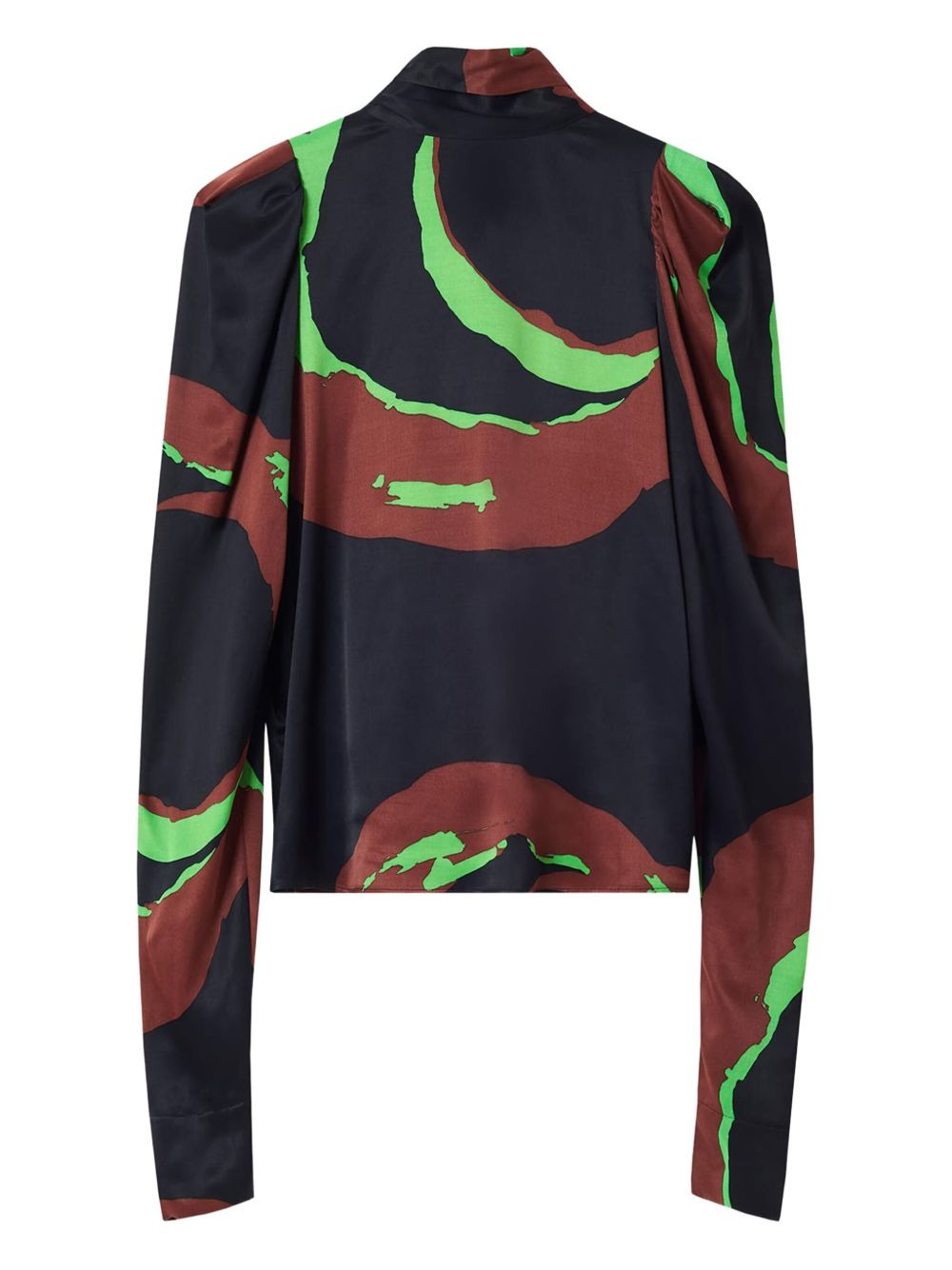 swirl-print puff-sleeve blouse - 3
