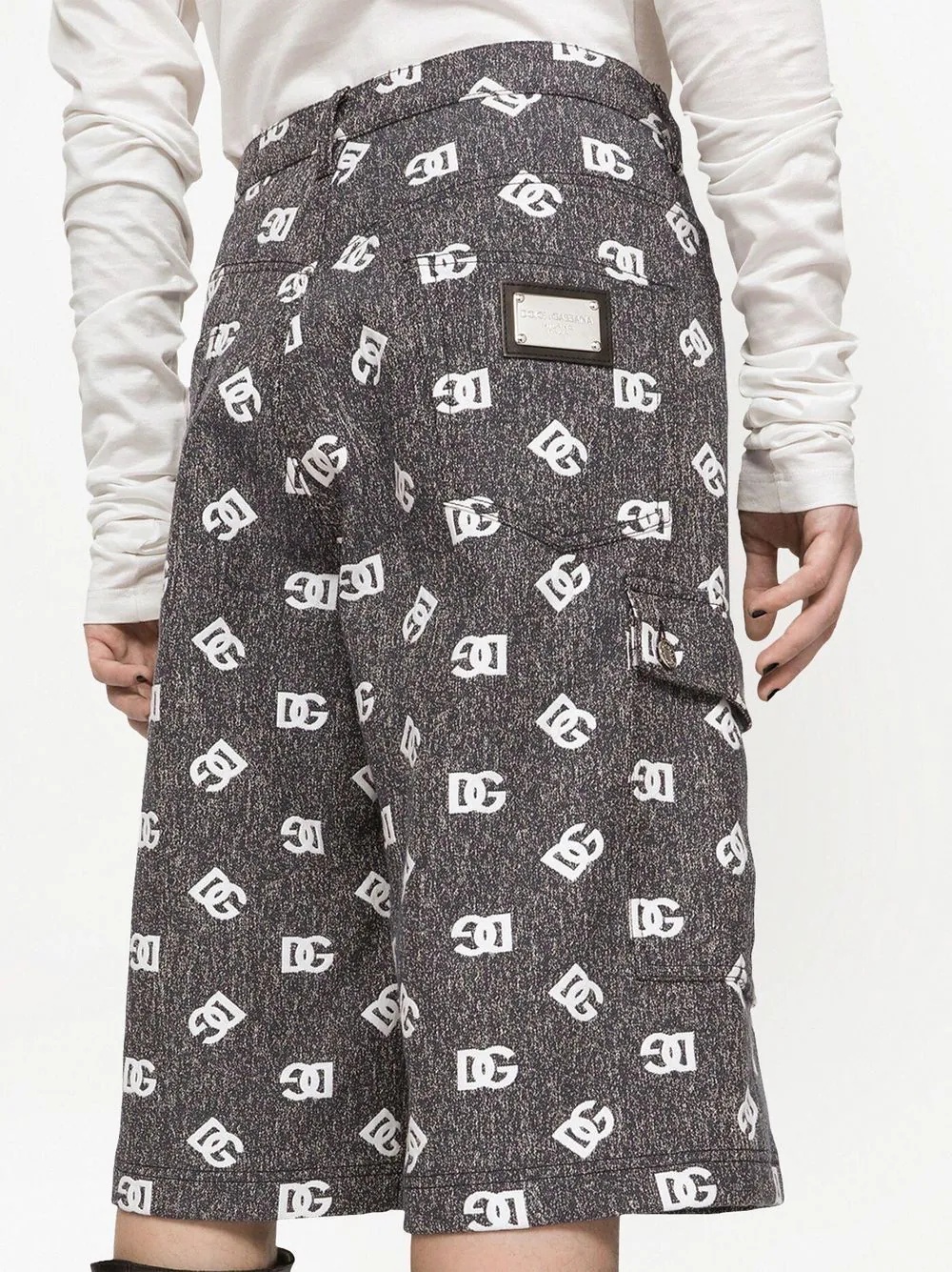 logo-print denim cargo shorts - 5