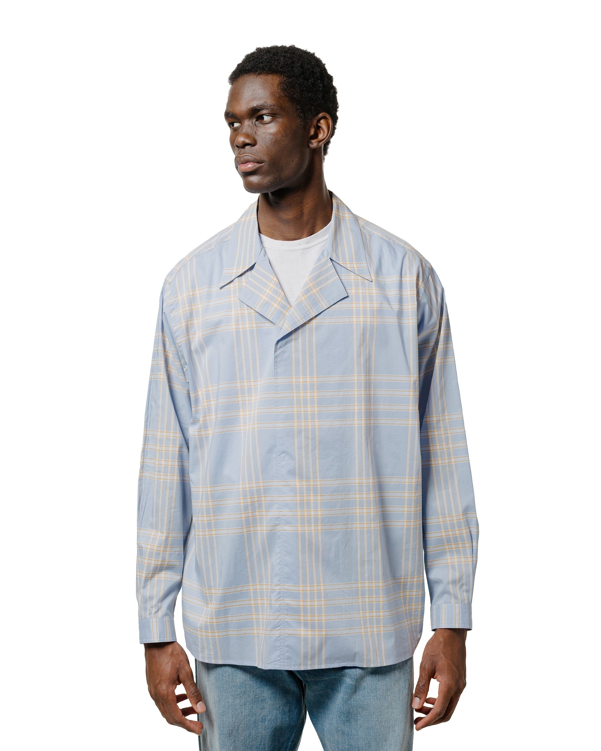 Washed Finx Typewriter Check P/O Shirt Light Blue Check - 2