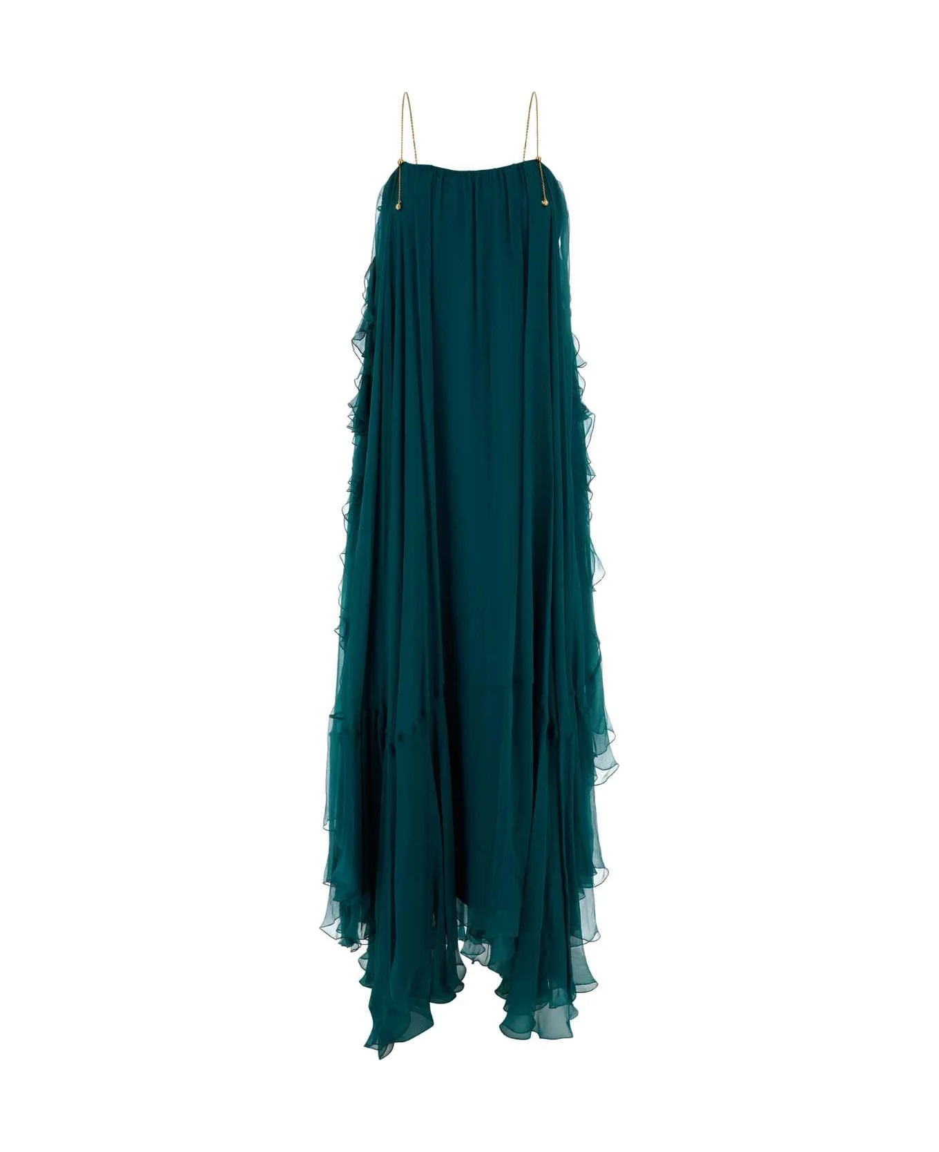 Teal Green Muslin Long Dress - 1