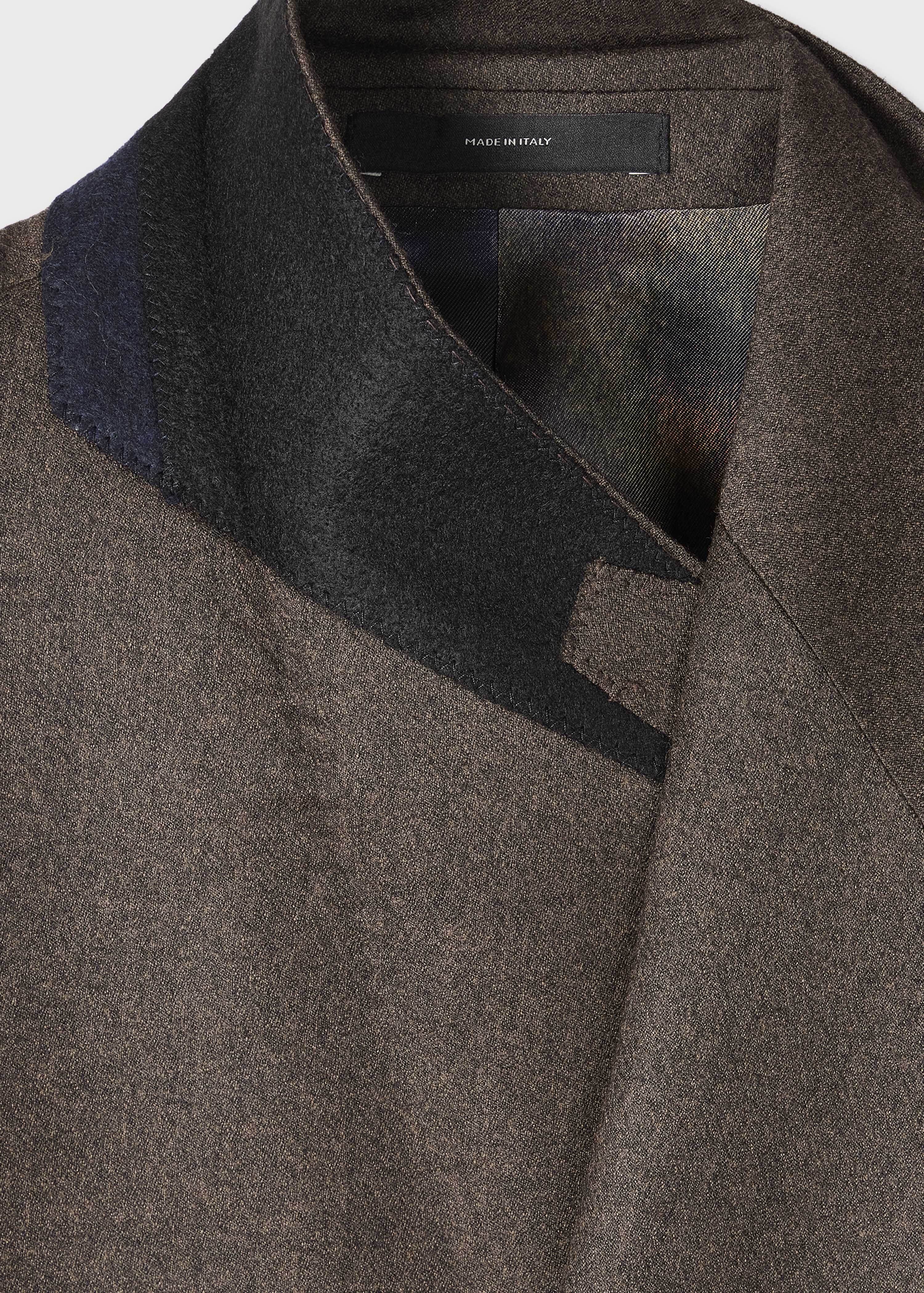Brown Overdyed Flannel Double-Breasted Blazer - 2