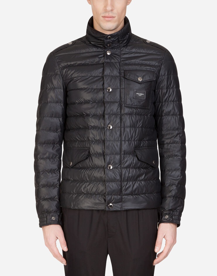 Quilted nylon jacket with branded plate - 1